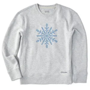 Women's Contrast Snowflake Simply True Fleece Crew Life is Good