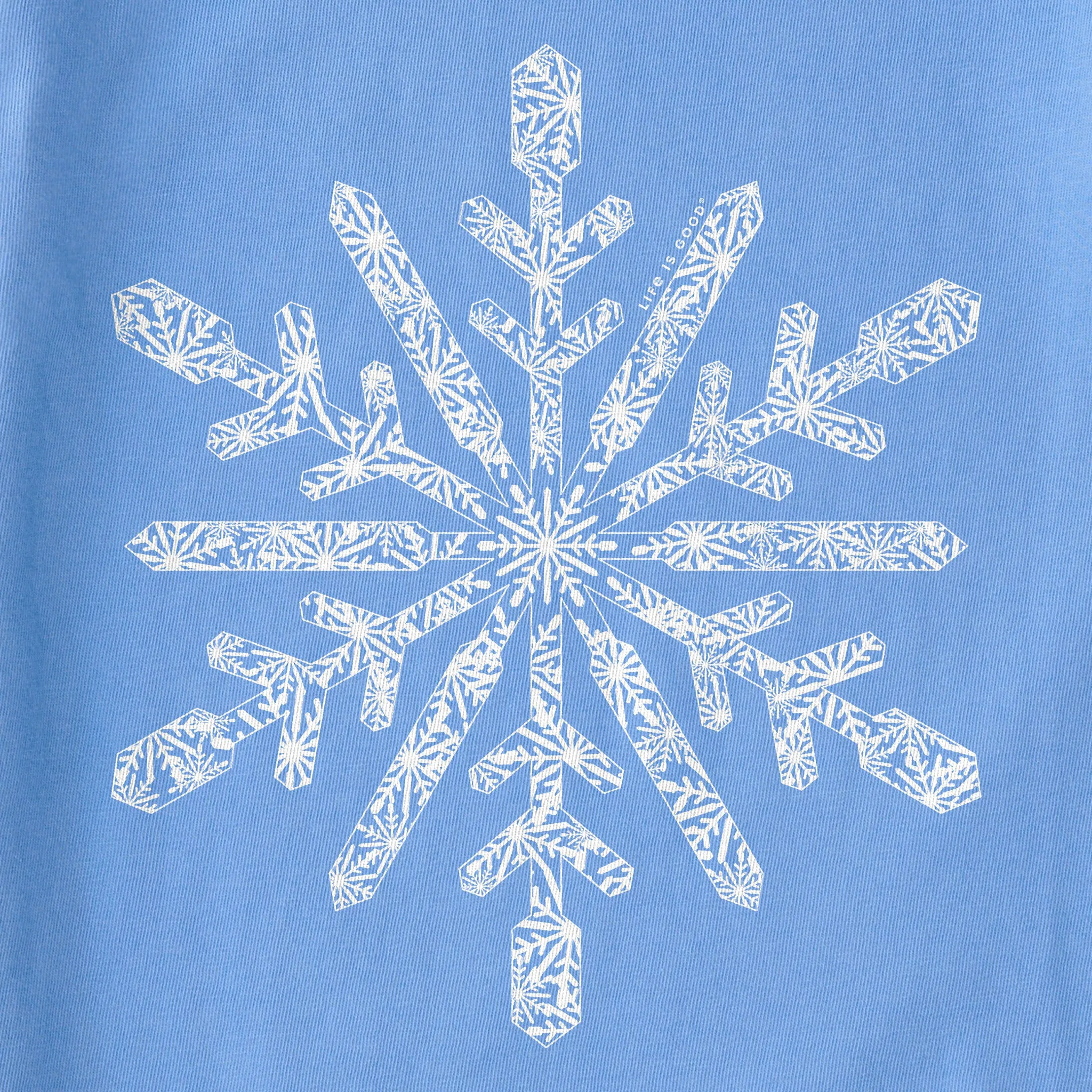 Women's Contrast Snowflake Simply True Fleece Crew Life is Good
