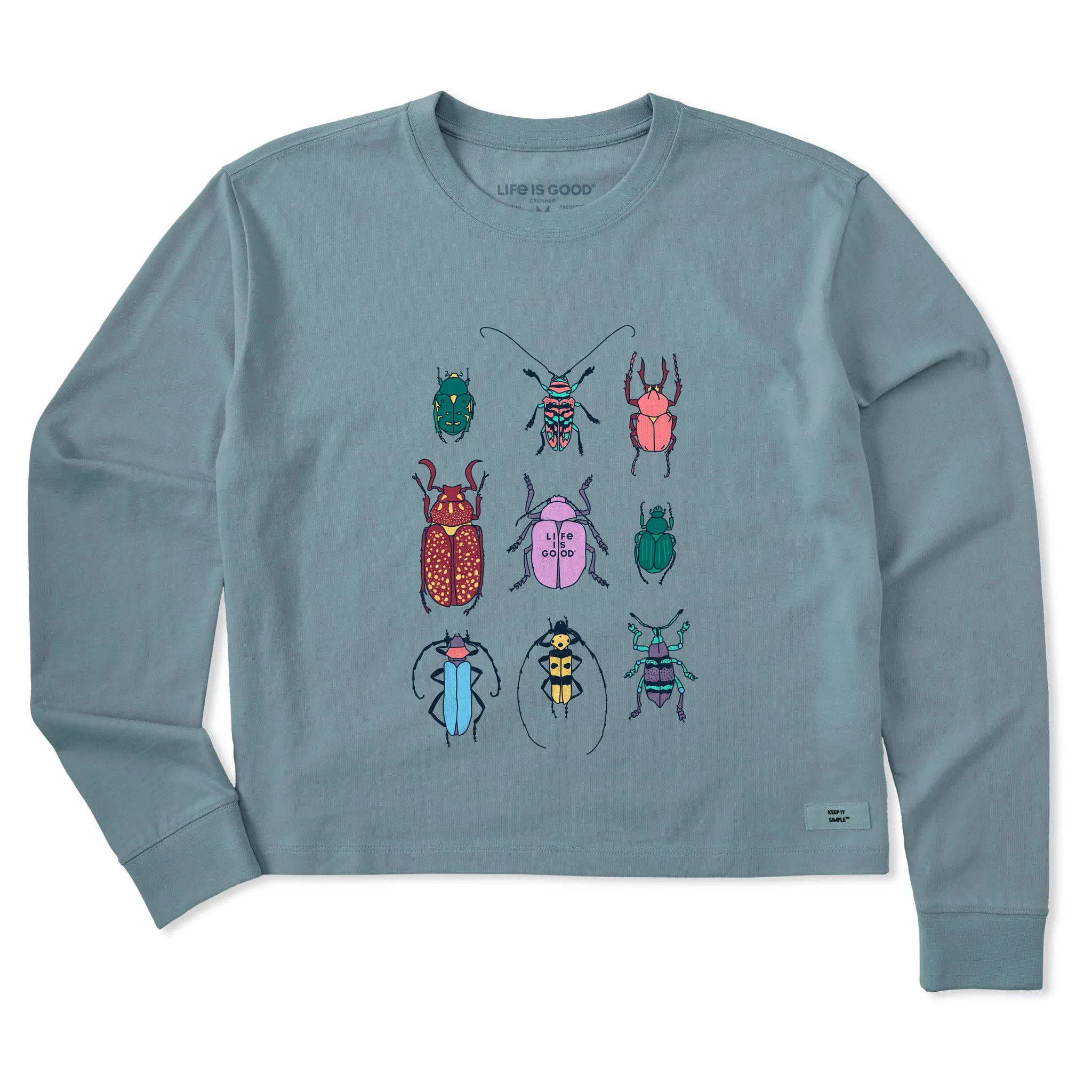 Women's Cool Bug Grid Long Sleeve Crusher Boxy Tee Life is Good