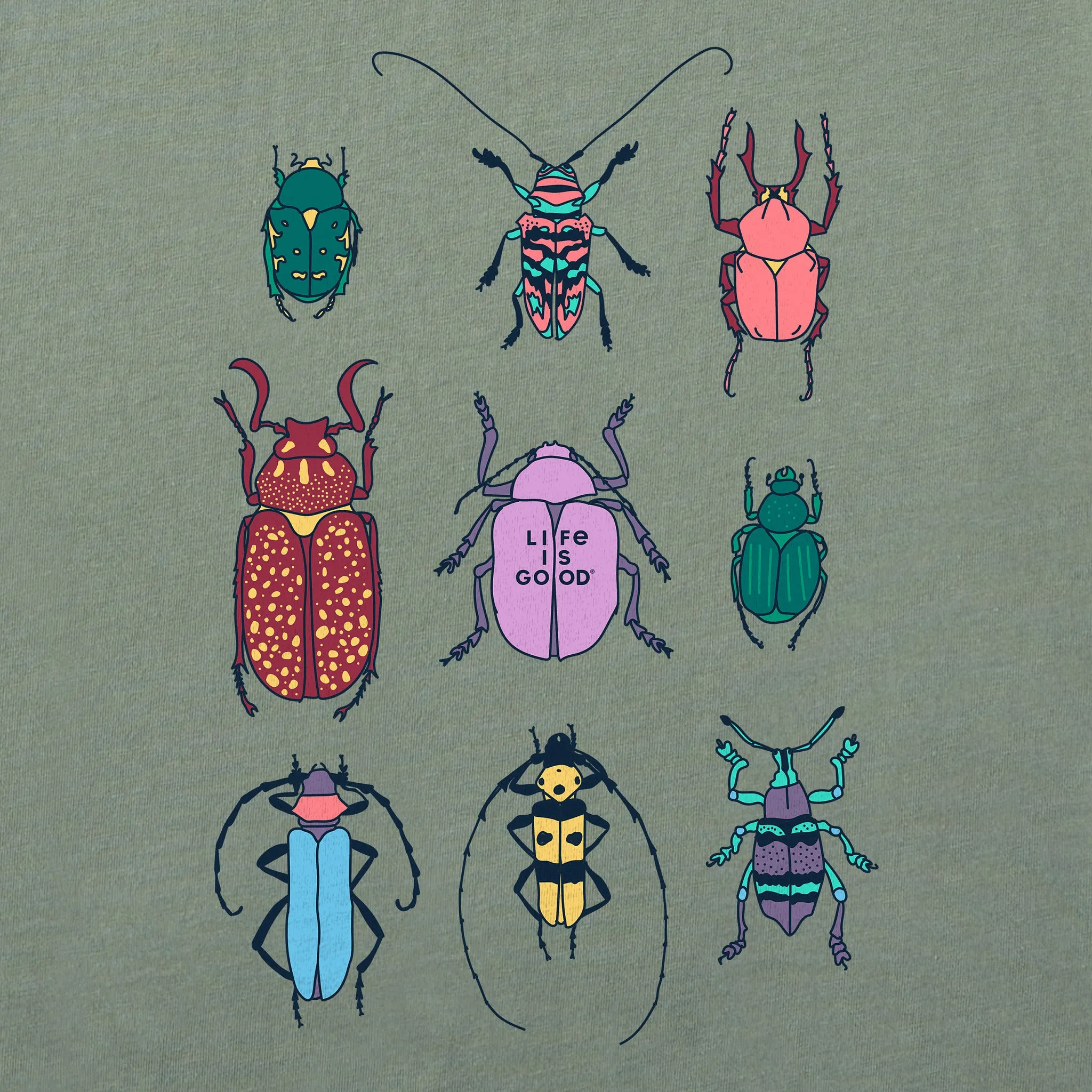 Women's Cool Bug Grid Long Sleeve Crusher Boxy Tee Life is Good
