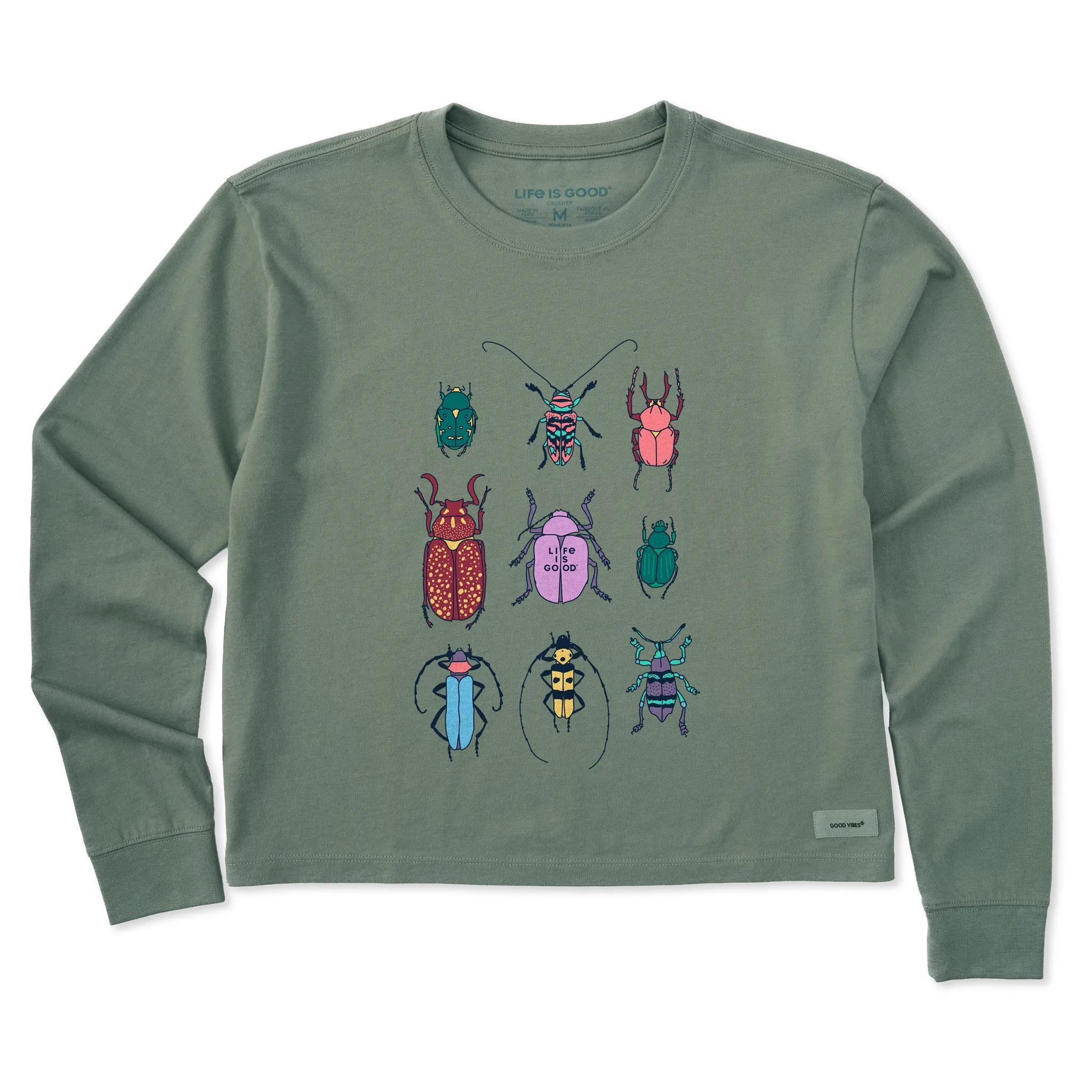 Women's Cool Bug Grid Long Sleeve Crusher Boxy Tee Life is Good