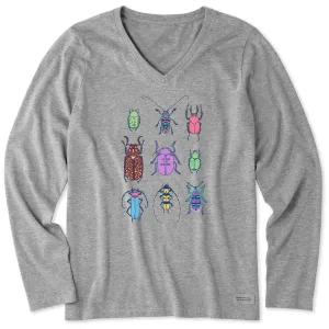 Women's Cool Bug Grid Long Sleeve Crusher Vee Life is Good