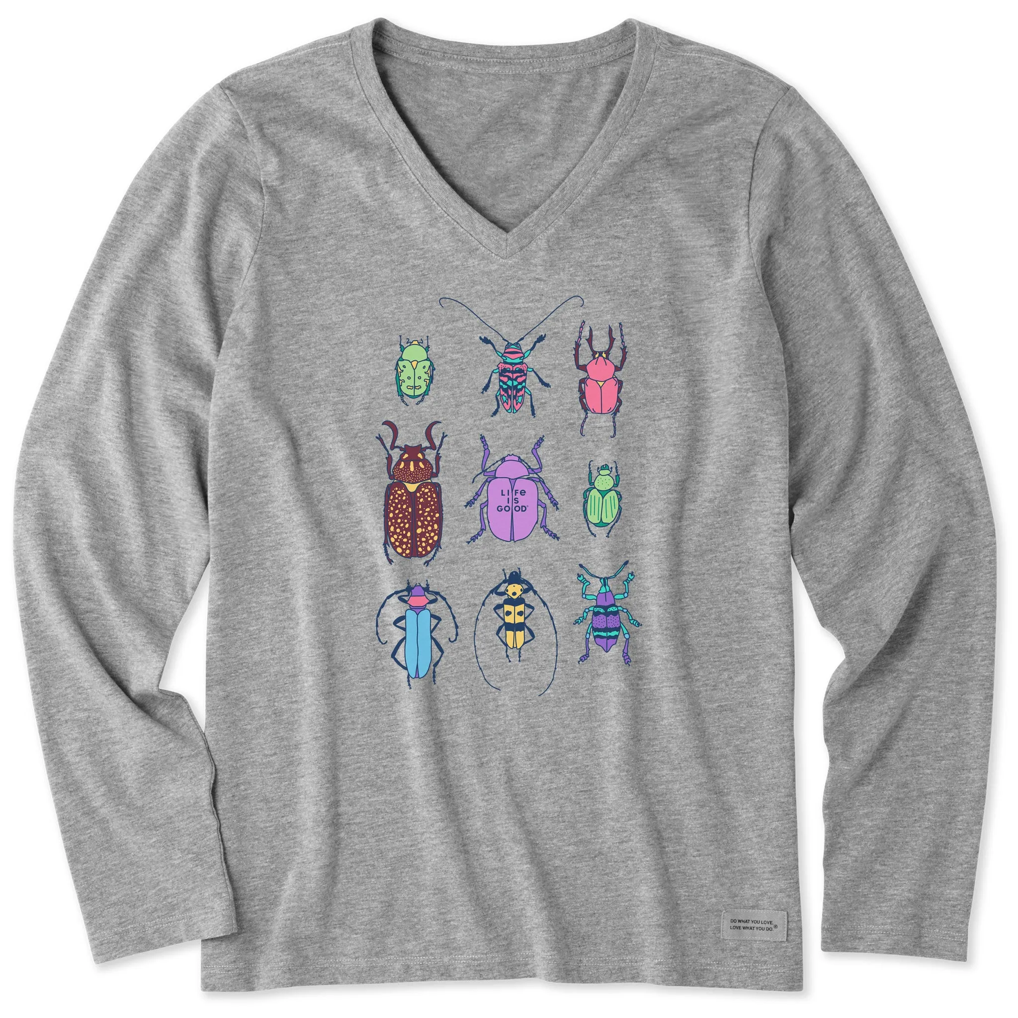 Women's Cool Bug Grid Long Sleeve Crusher Vee Life is Good
