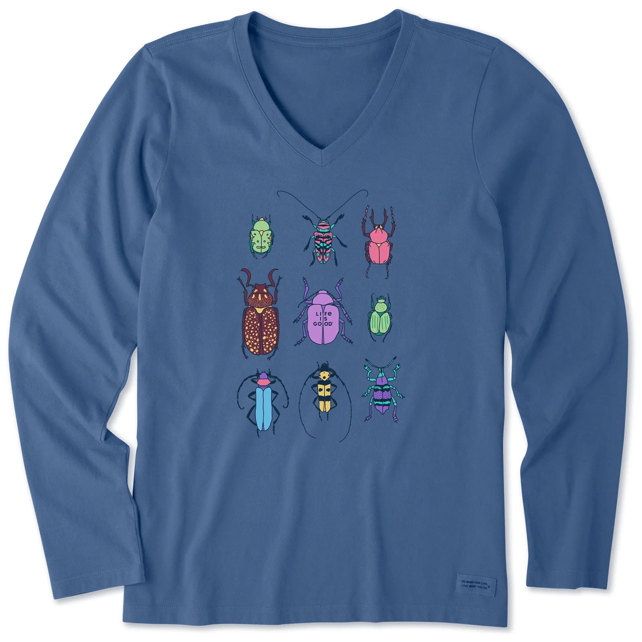 Women's Cool Bug Grid Long Sleeve Crusher Vee Life is Good