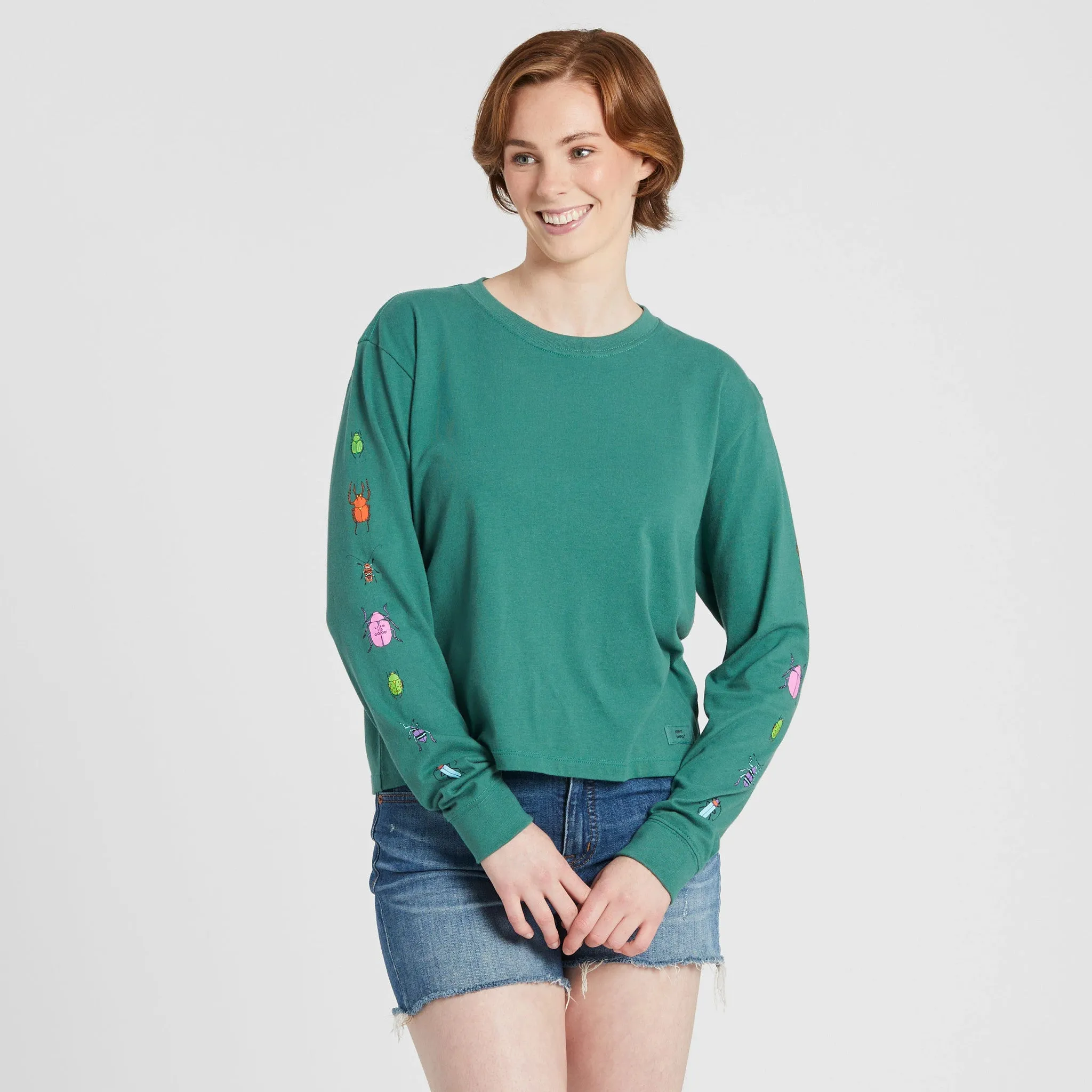 Women's Cool Bugs Long Sleeve Crusher Boxy Tee Life is Good