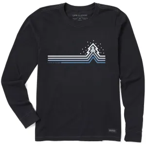 Women's Cool Tree Stripes with Snow Long Sleeve Crusher Tee Life is Good