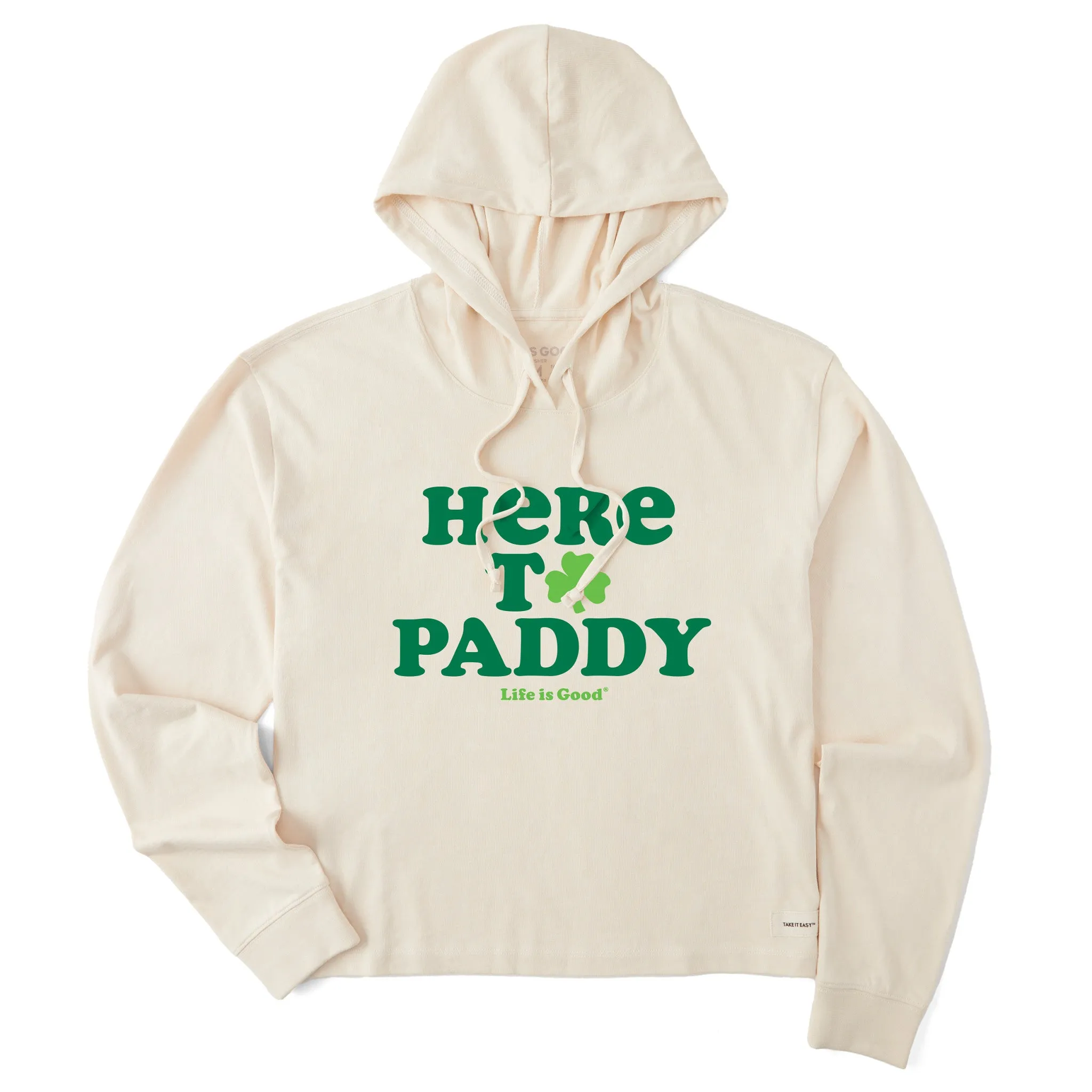 Women's Cooper Here to Paddy Clover Crusher Boxy Hoodie Life is Good