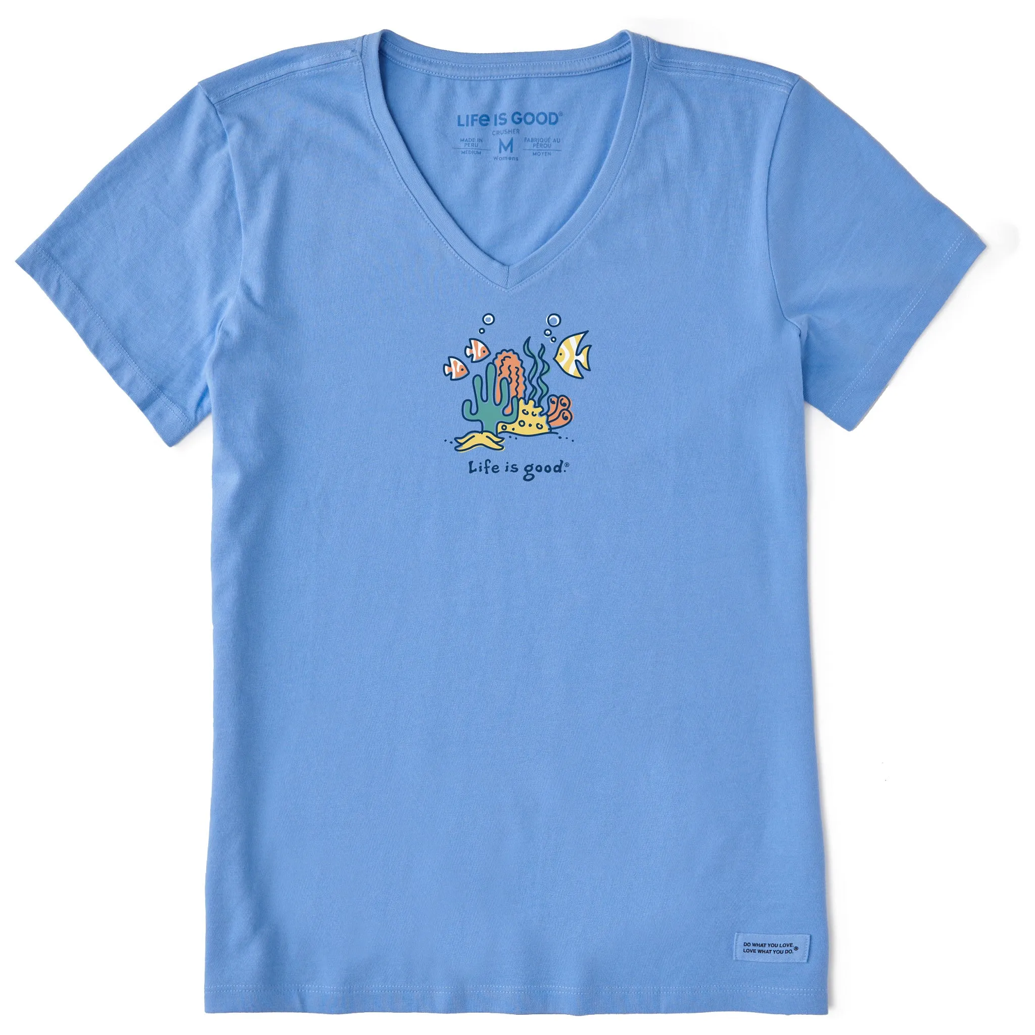 Women's Coral Garden Short Sleeve Crusher Vee Life is Good