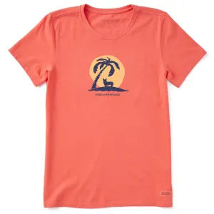 Women's Corgi Palm Tree Short Sleeve Crusher Tee Life is Good