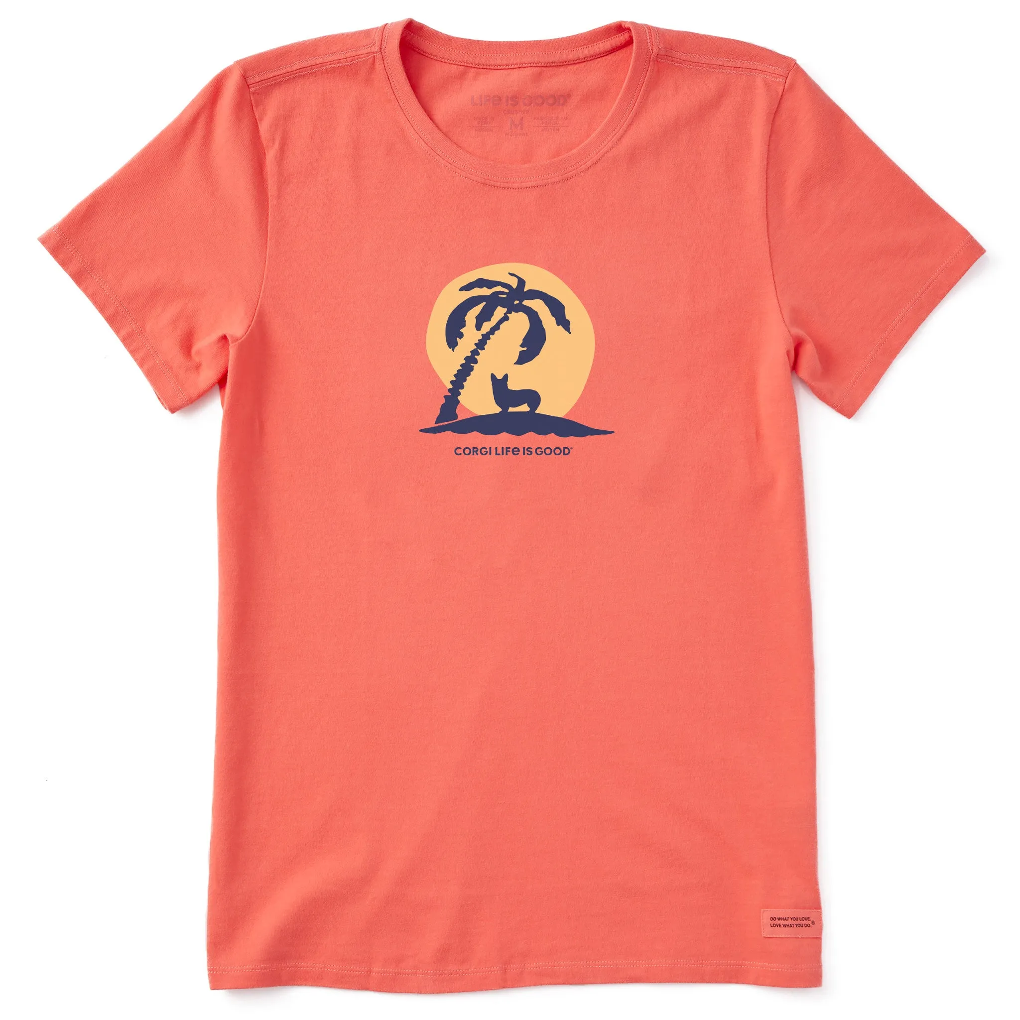 Women's Corgi Palm Tree Short Sleeve Crusher Tee Life is Good