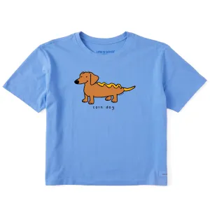 Women's Corn Dog Short Sleeve Crusher Boxy Tee Life is Good