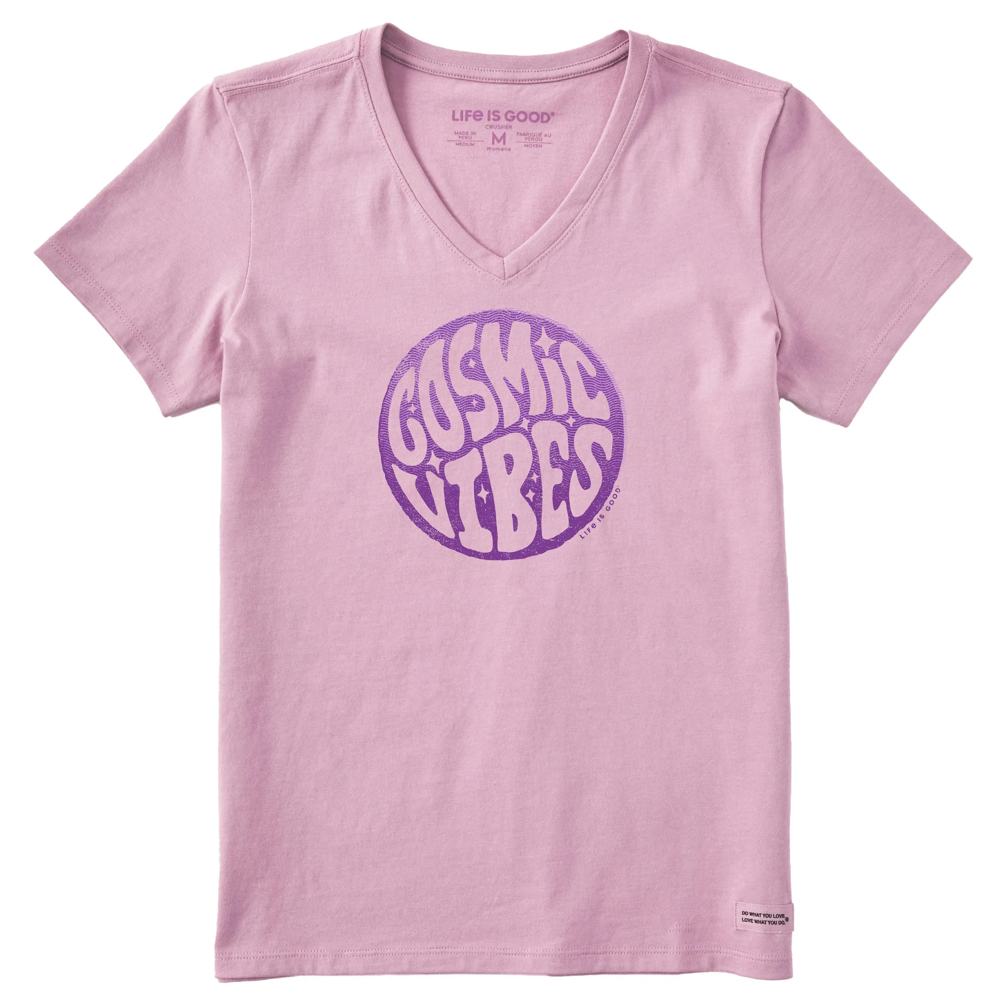 Women's Cosmic Vibes Short Sleeve Crusher Vee Life is Good