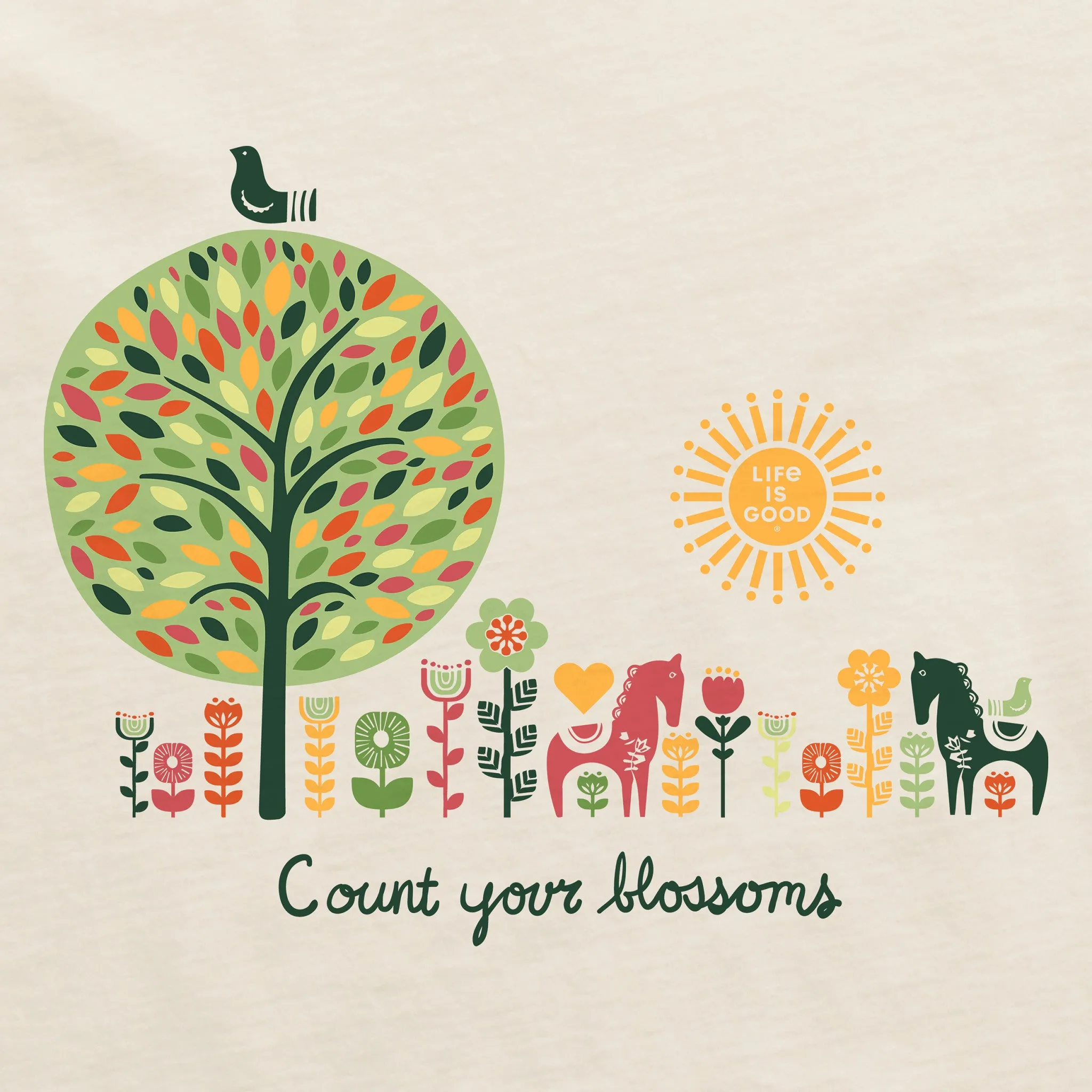 Women's Count your Blossoms Short Sleeve Crusher Vee Life is Good