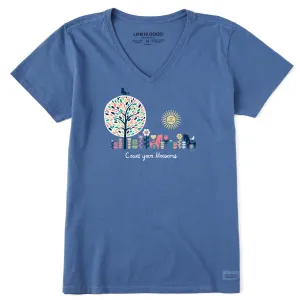 Women's Count your Blossoms Short Sleeve Crusher Vee Life is Good