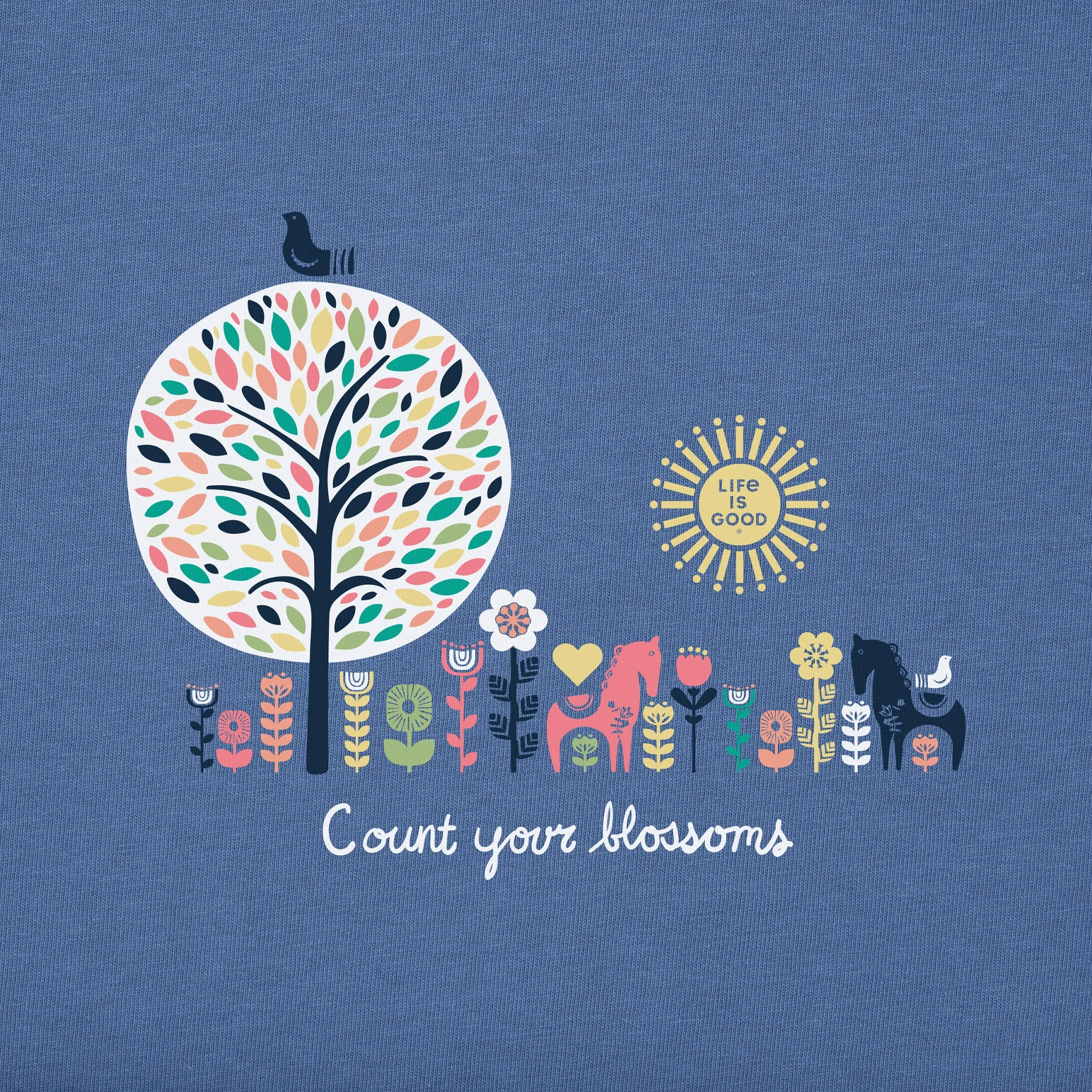 Women's Count your Blossoms Short Sleeve Crusher Vee Life is Good