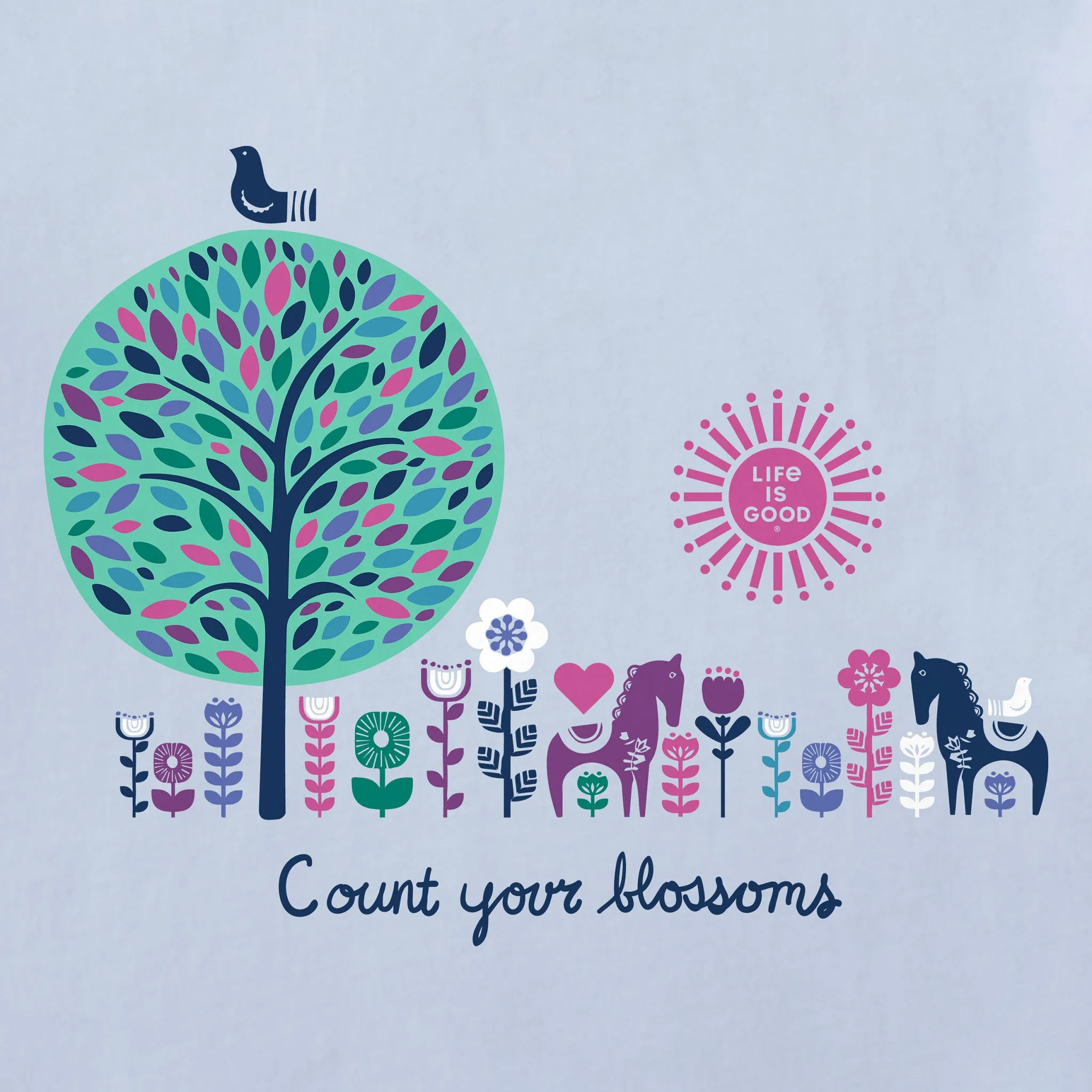 Women's Count your Blossoms Short Sleeve Crusher Vee Life is Good