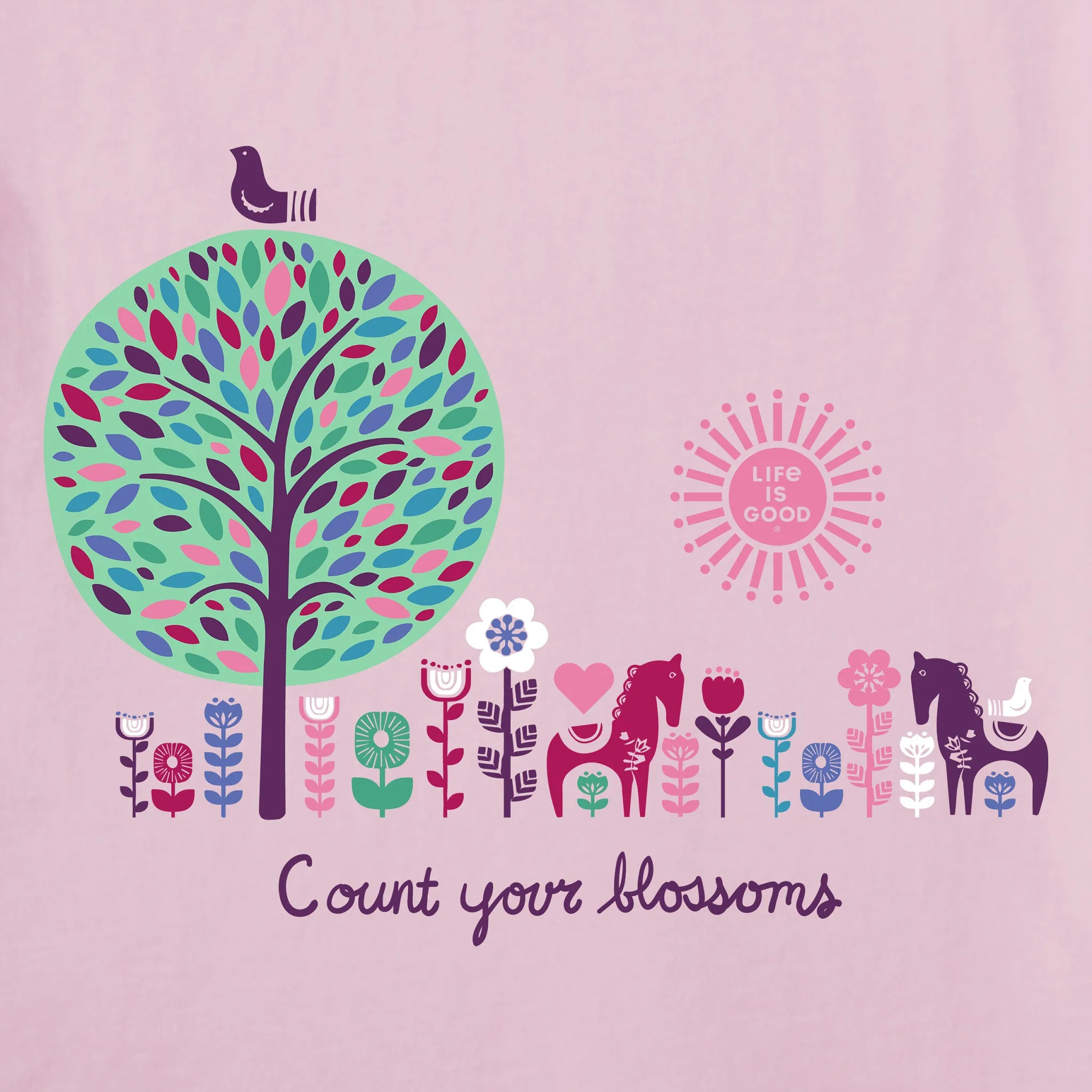 Women's Count your Blossoms Short Sleeve Crusher Vee Life is Good
