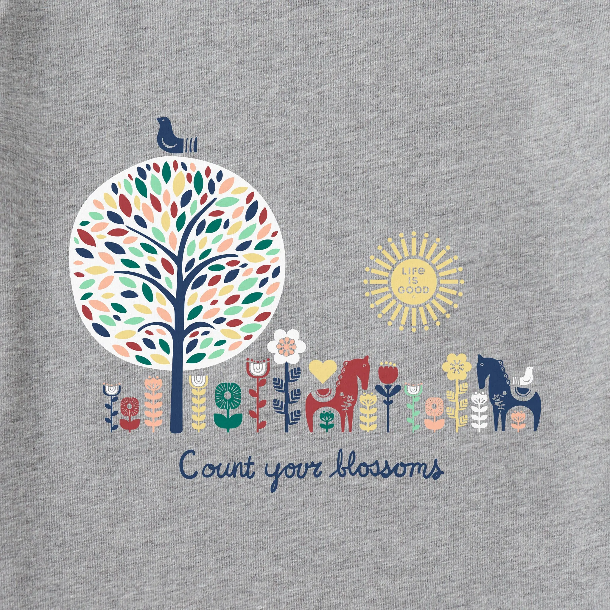 Women's Count your Blossoms Short Sleeve Crusher Vee Life is Good