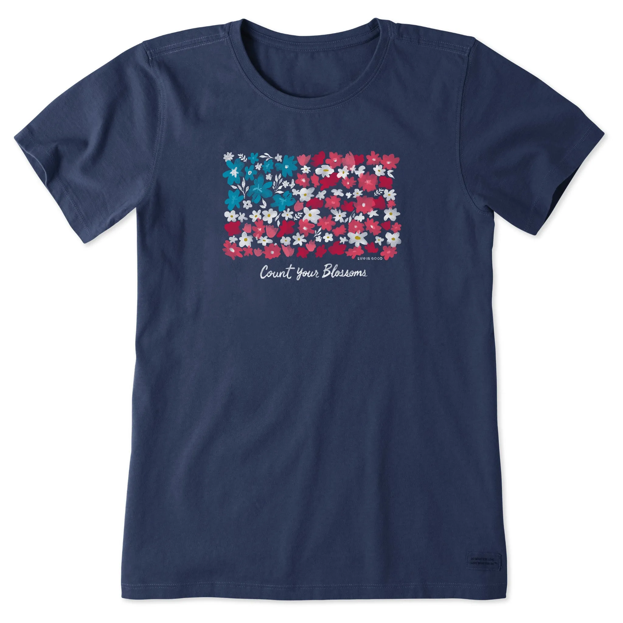 Women's Count your Blossoms USA Flag Short Sleeve Tee Life is Good