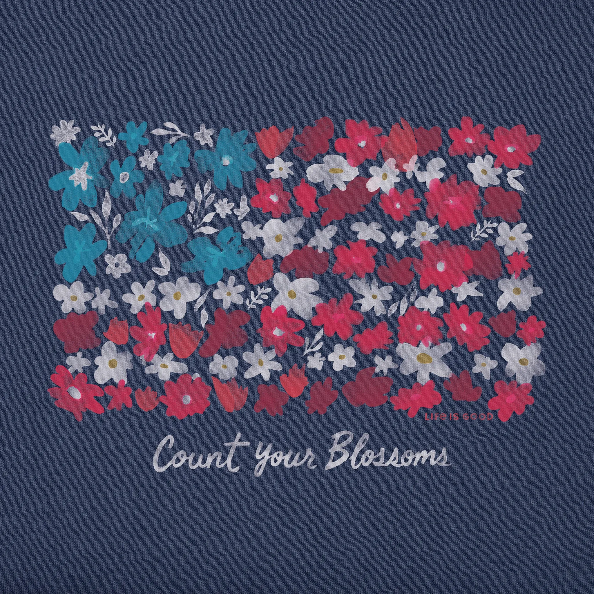 Women's Count your Blossoms USA Flag Short Sleeve Tee Life is Good