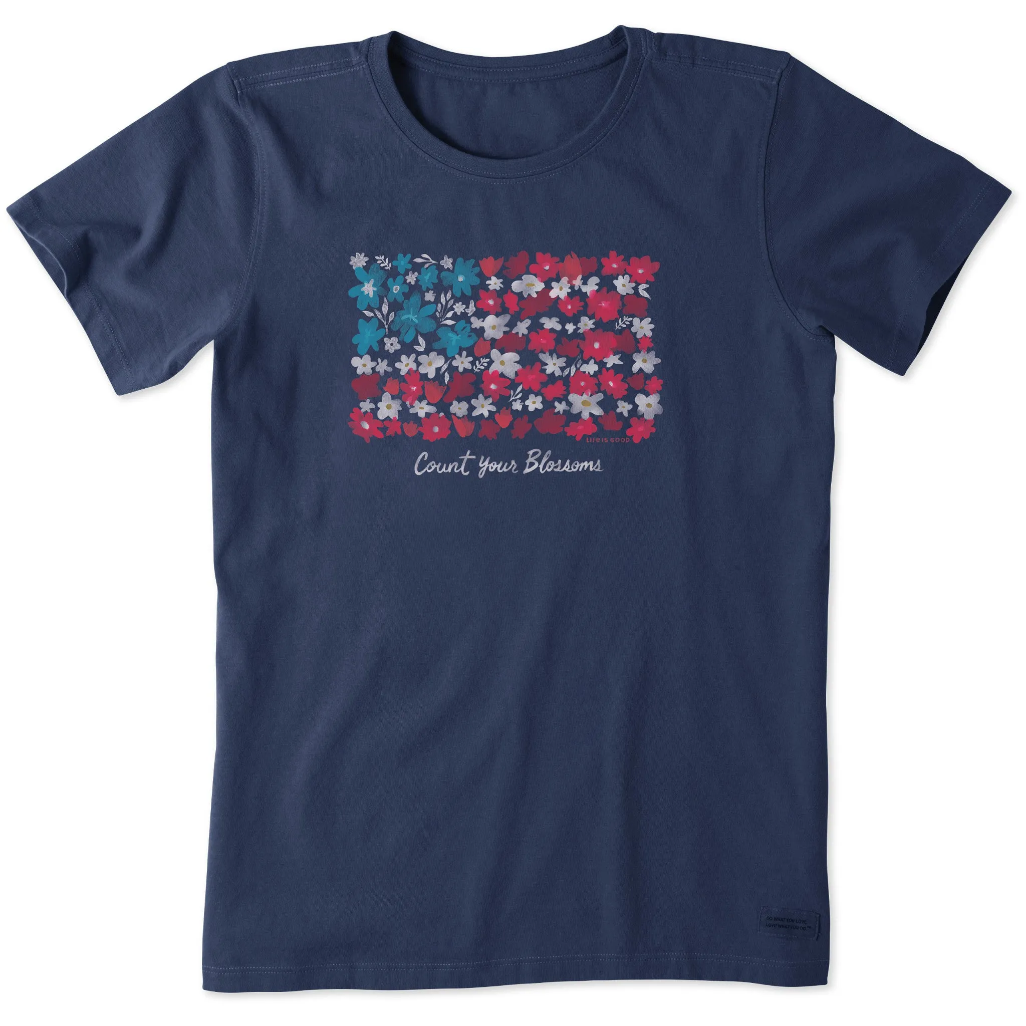Women's Count your Blossoms USA Flag Short Sleeve Tee Life is Good