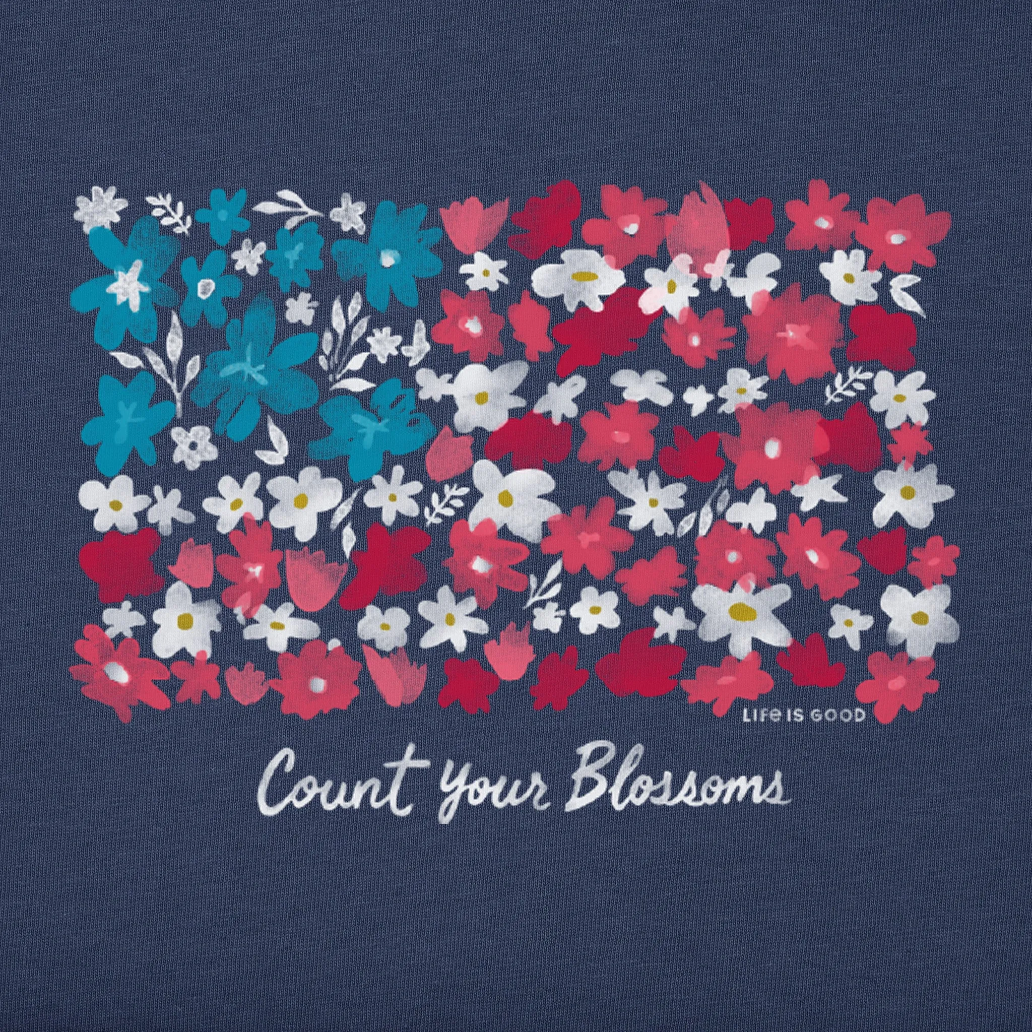 Women's Count your Blossoms USA Flag Short Sleeve Tee Life is Good