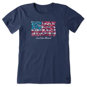 Women's Count your Blossoms USA Flag Short Sleeve Tee Life is Good
