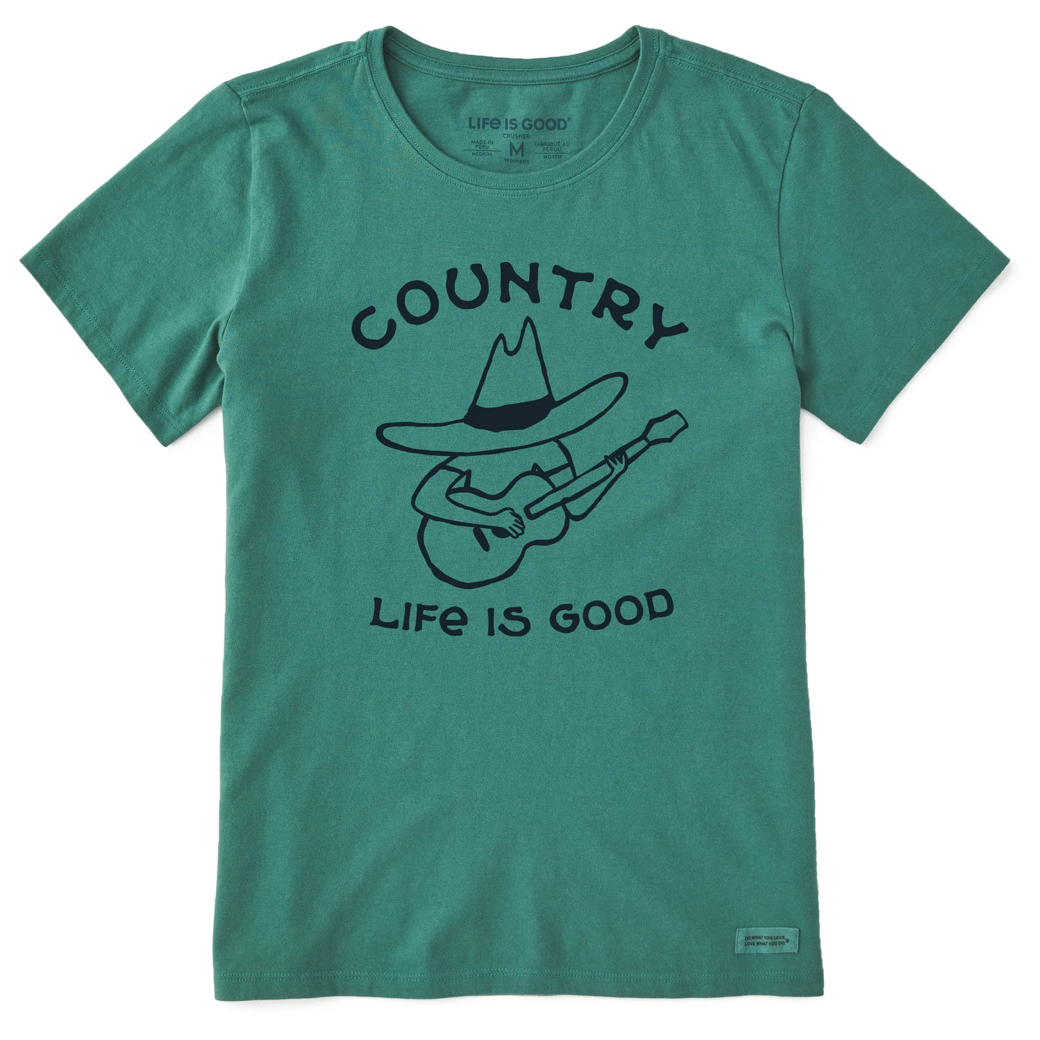 Women's Country Guitar Short Sleeve Crusher Tee Life is Good