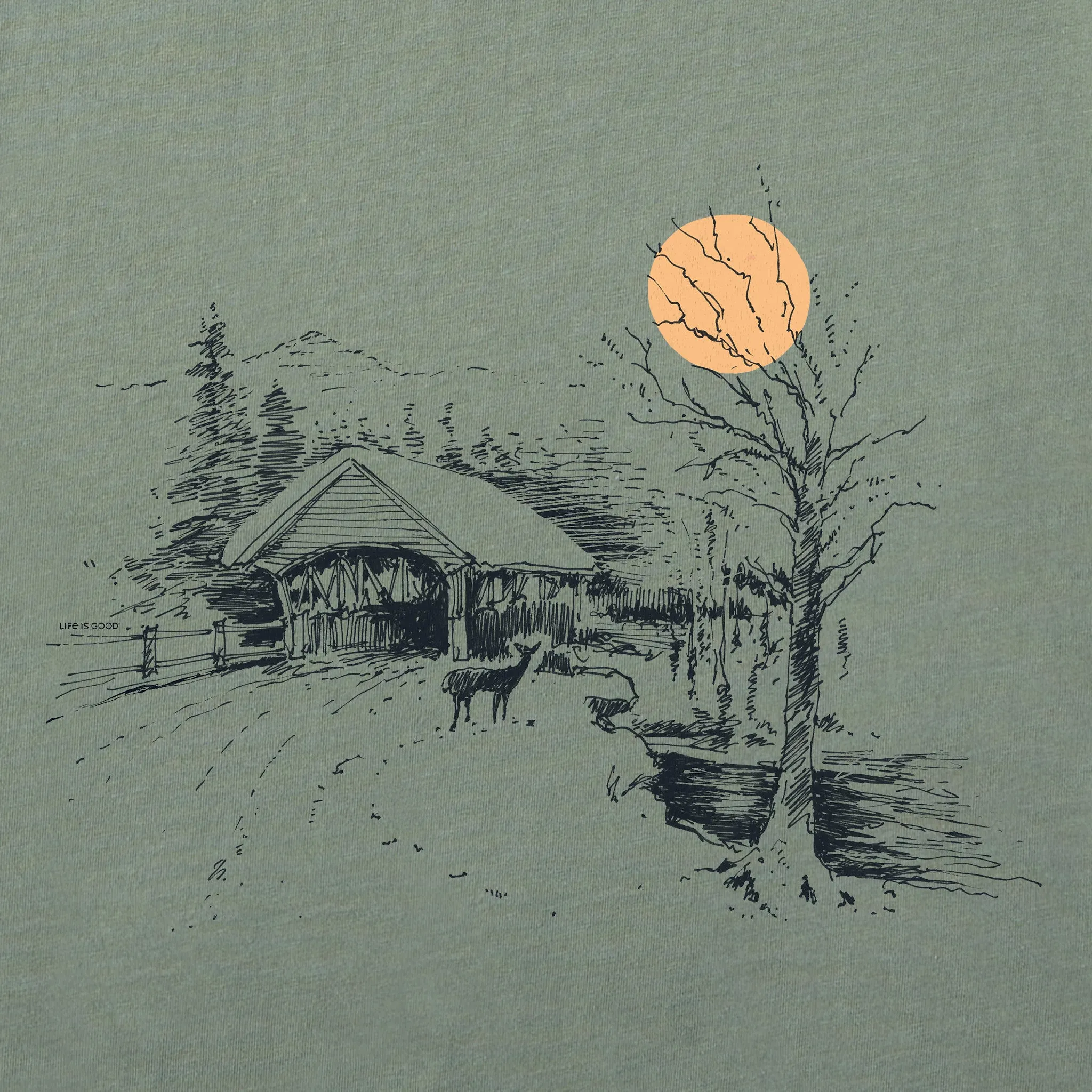 Women's Covered Bridge Short Sleeve Crusher Tee Life is Good