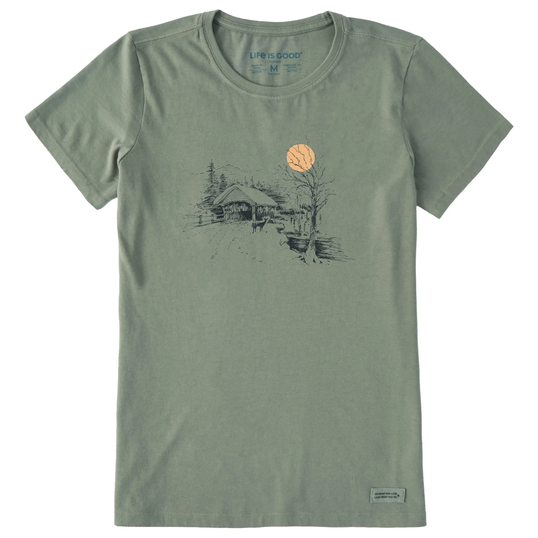 Women's Covered Bridge Short Sleeve Crusher Tee Life is Good
