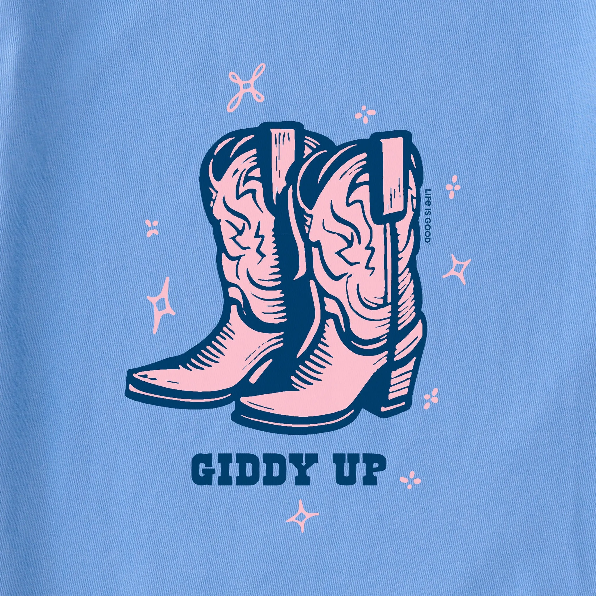 Women's Cowboy Boots Giddy Up Long Sleeve Crusher Boxy Tee Life is Good