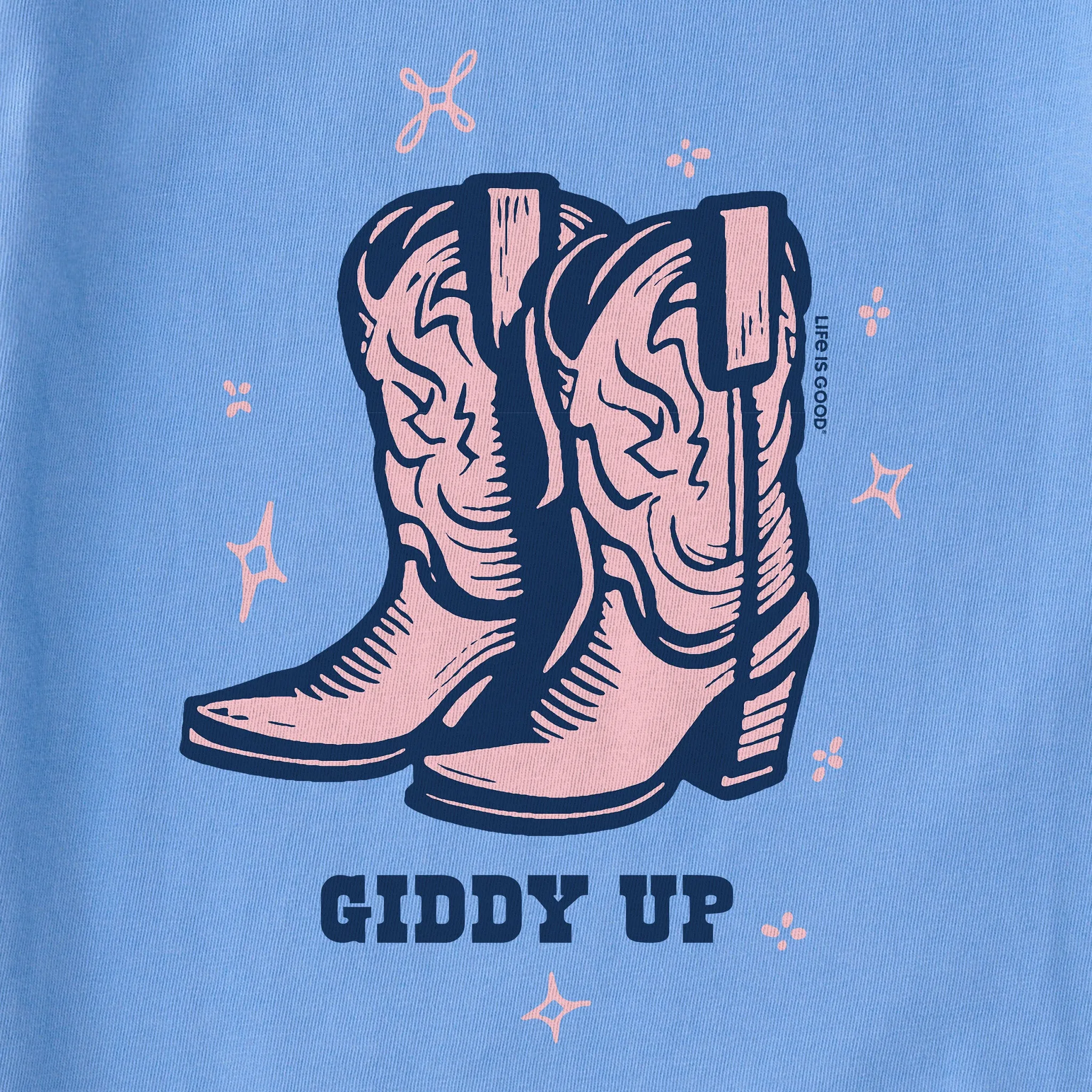 Women's Cowboy Boots Giddy Up Long Sleeve Crusher Boxy Tee Life is Good
