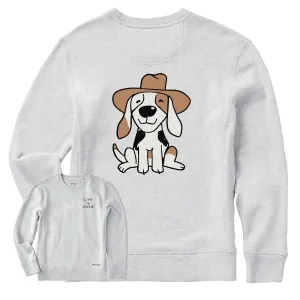 Women's Cowboy Pup Simply True Fleece Crew Life is Good