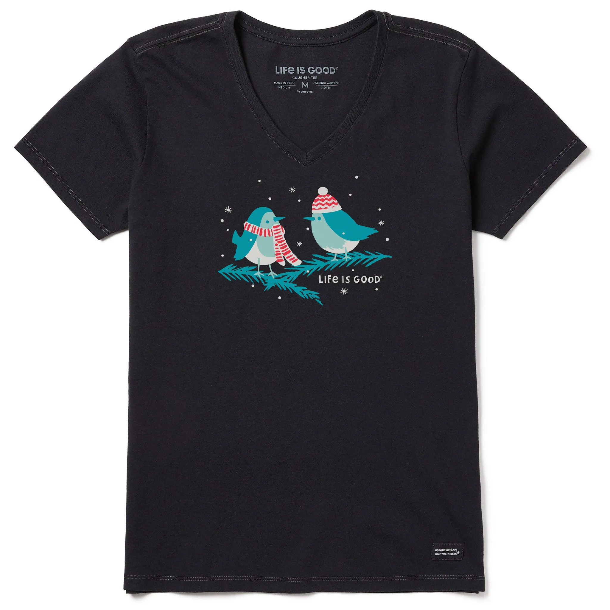 Women's Cozy Birds Short Sleeve Crusher Vee Life is Good