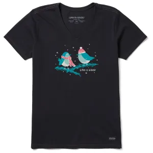Women's Cozy Birds Short Sleeve Crusher Vee Life is Good