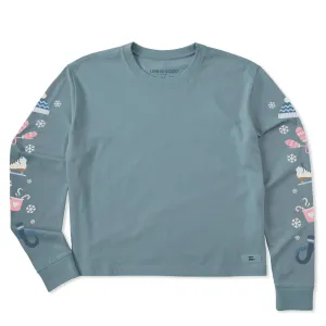 Women's Cozy Winter Sleeve Long Sleeve Crusher Boxy Tee Life is Good