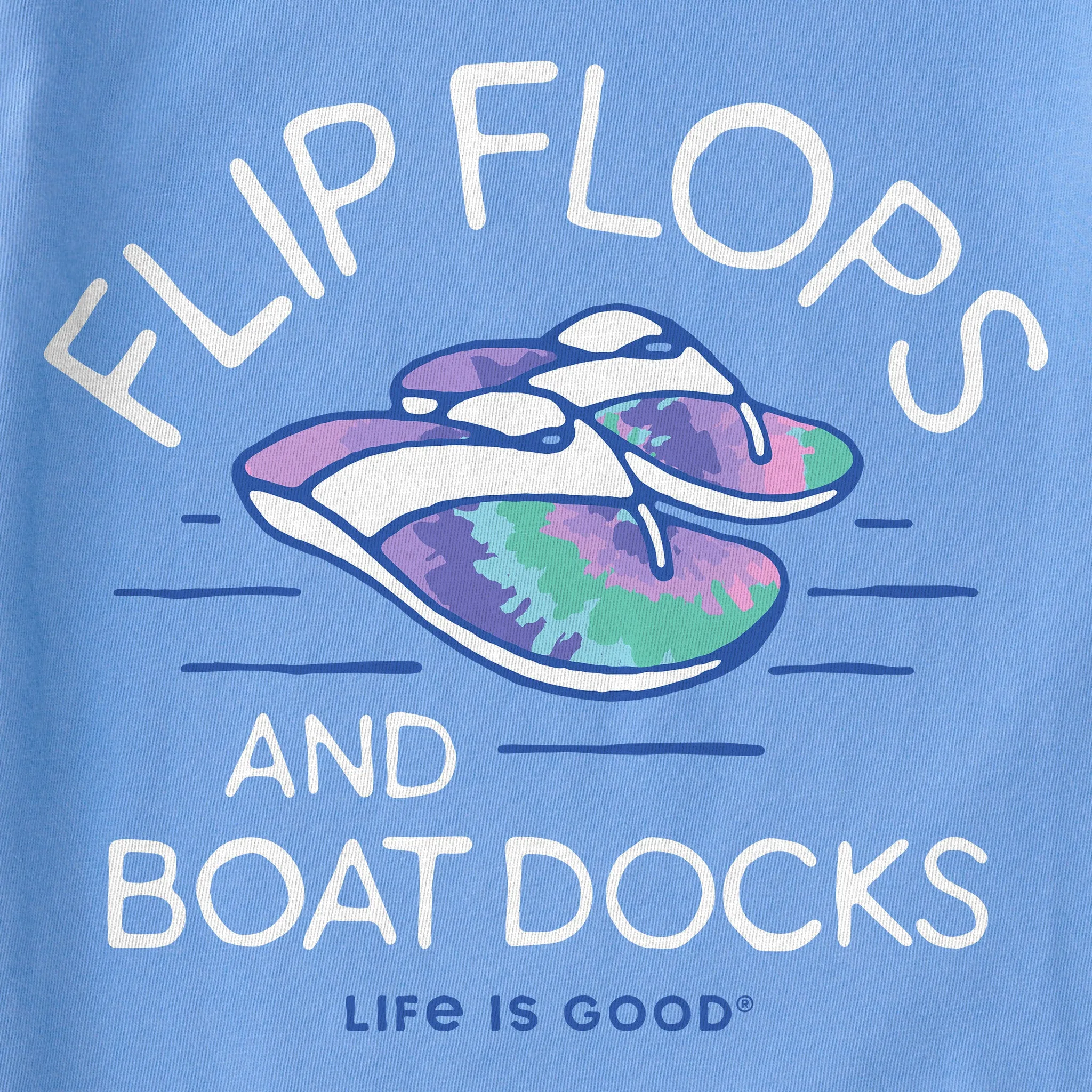 Women's Crafty Flip Flops and Docks Tie Dye Short Sleeve Tee Life is Good