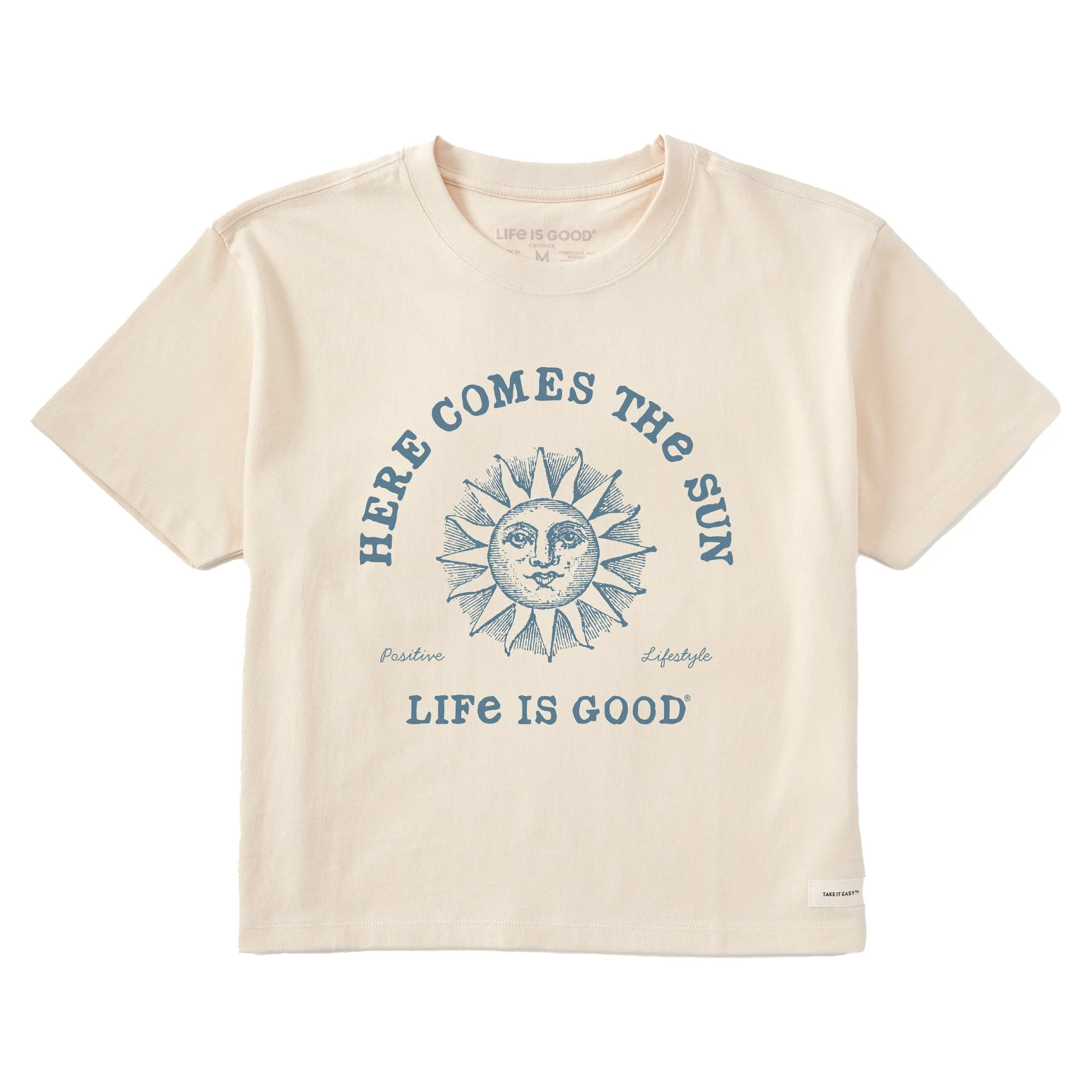 Women's Crafty Here Comes the Sun Short Sleeve Crusher Boxy Tee Life is Good
