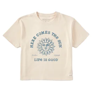 Women's Crafty Here Comes the Sun Short Sleeve Crusher Boxy Tee Life is Good