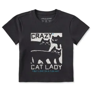 Women's Crazy Cat Lady Crusher-LITE Shrunken Tee Life is Good