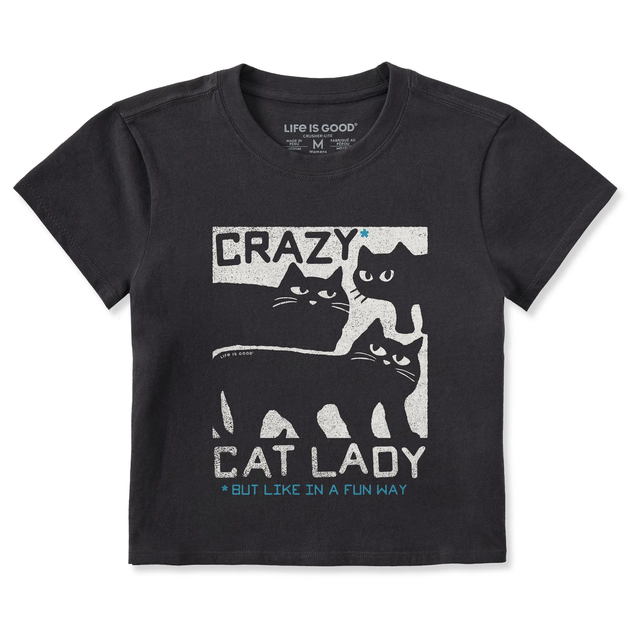 Women's Crazy Cat Lady Crusher-LITE Shrunken Tee Life is Good