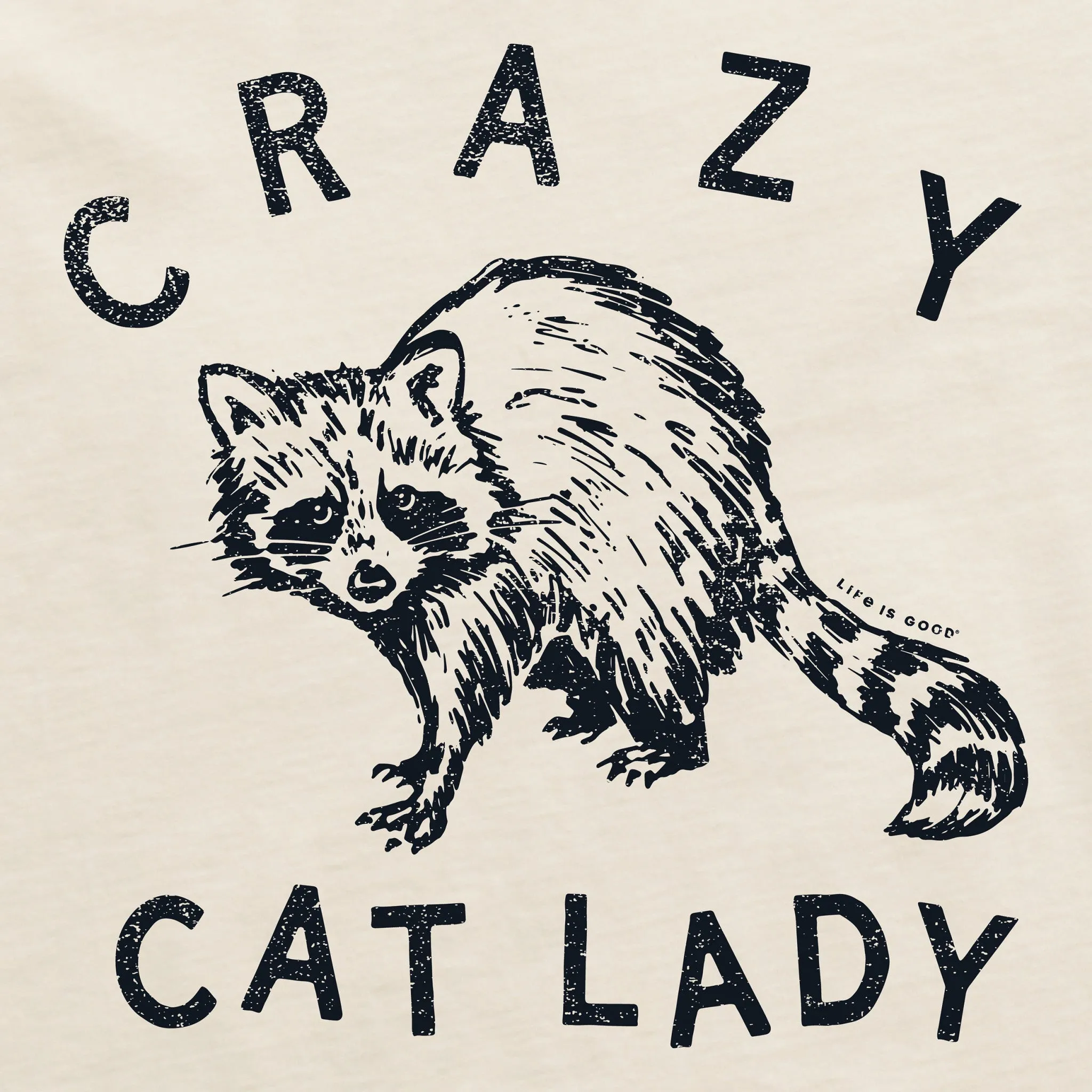 Women's Crazy Cat Lady Raccoon Short Sleeve Crusher Boxy Tee Life is Good