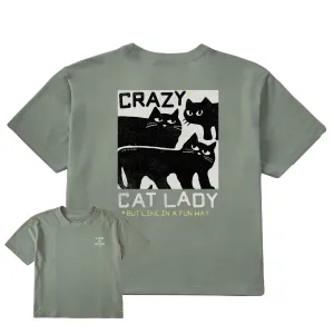 Women's Crazy Cat Lady Short Sleeve Crusher Boxy Tee Life is Good