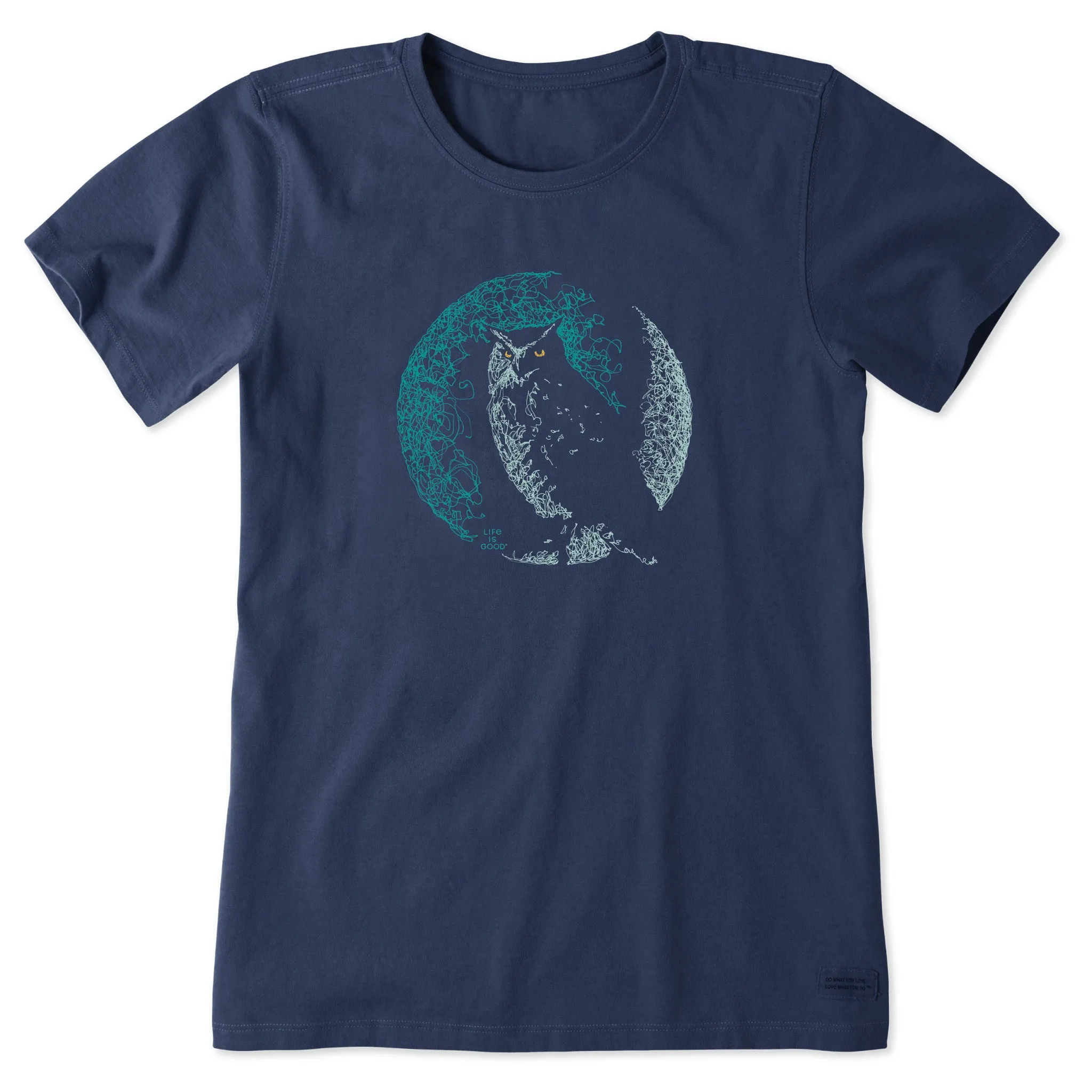 Women's Crescent Owl Short Sleeve Crusher Tee Life is Good