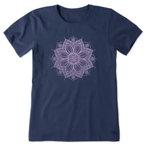 Women's Crochet Mandala Daisy Short Sleeve Crusher Tee Life is Good