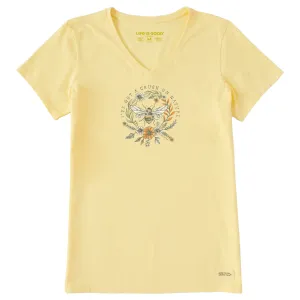 Women's Crush on Nature Bee Short Sleeve Crusher Vee Life is Good