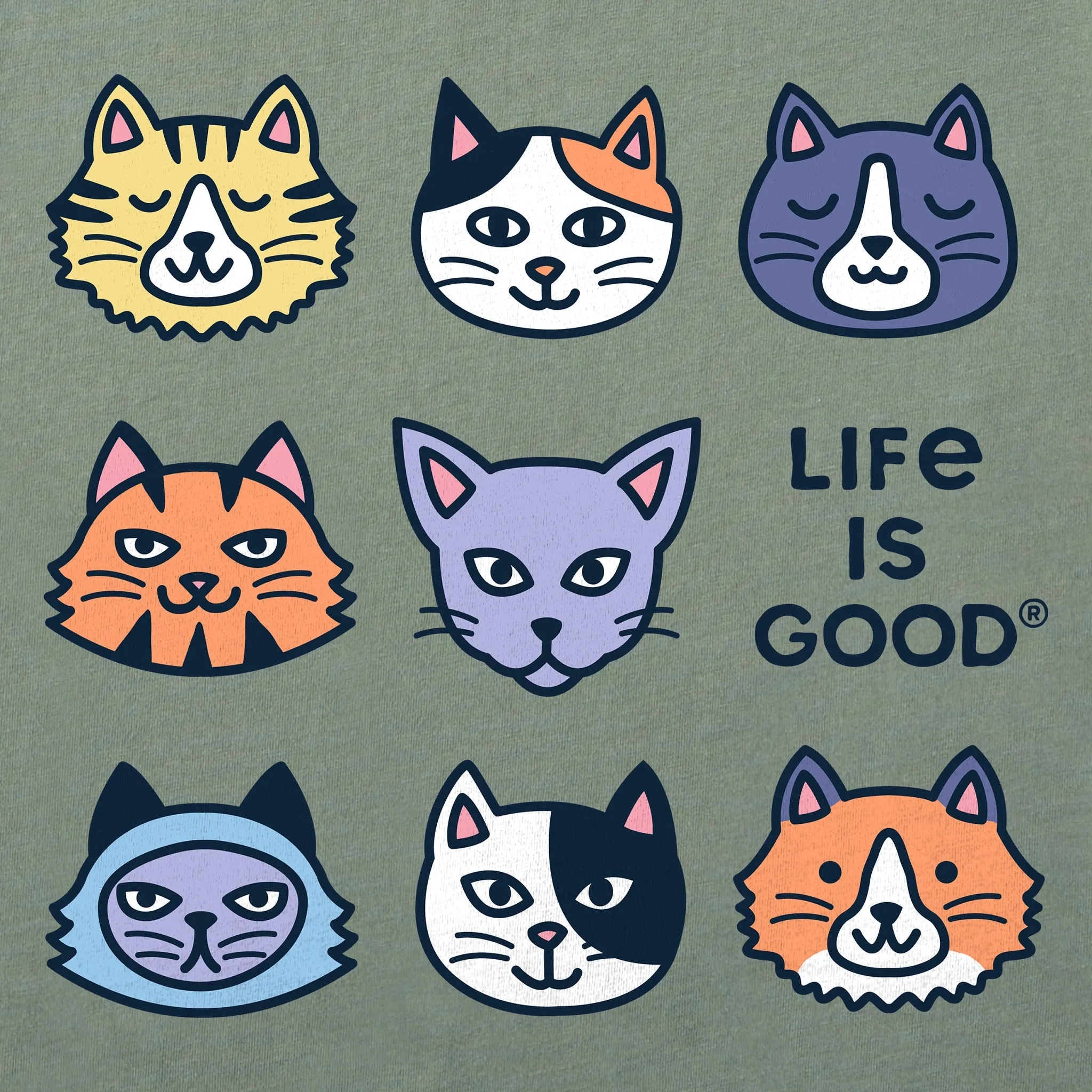 Women's Cute Cats Short Sleeve Crusher Boxy Tee Life is Good