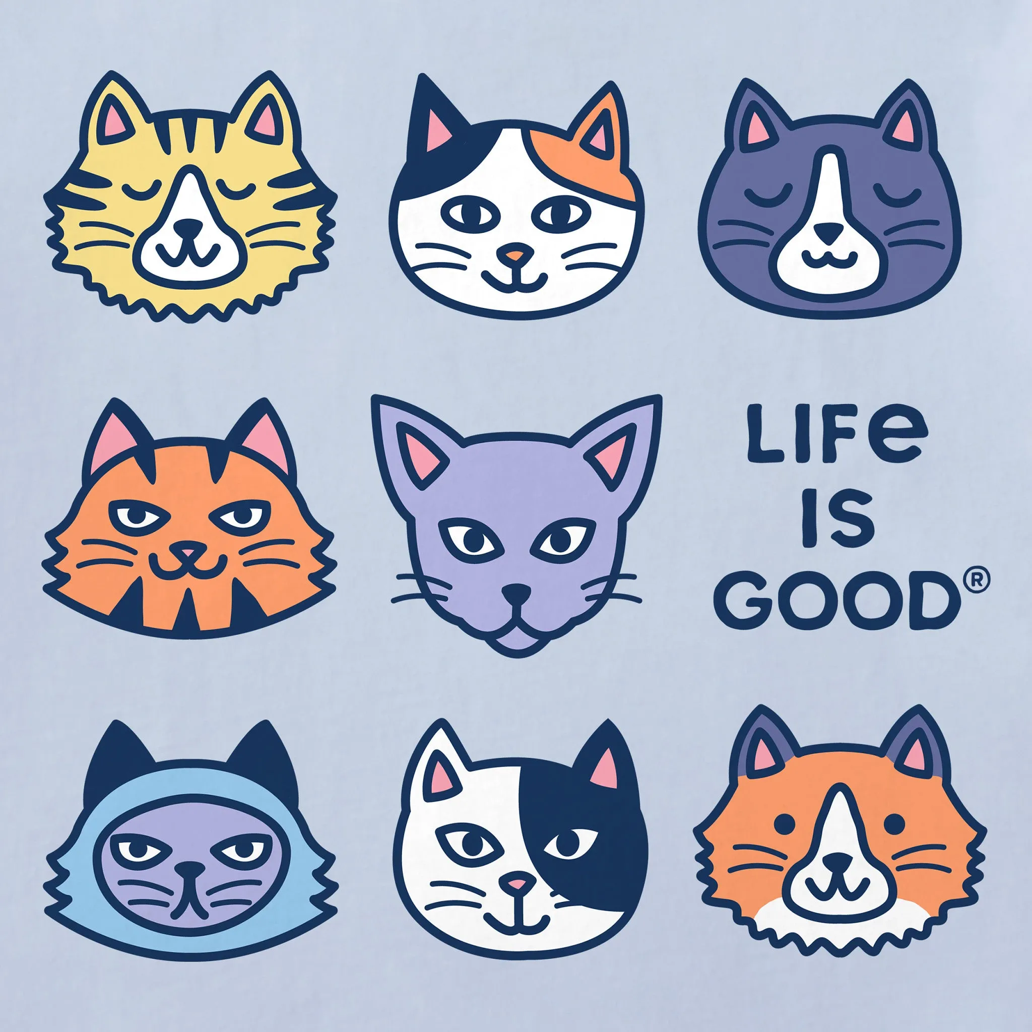 Women's Cute Cats Short Sleeve Crusher Boxy Tee Life is Good