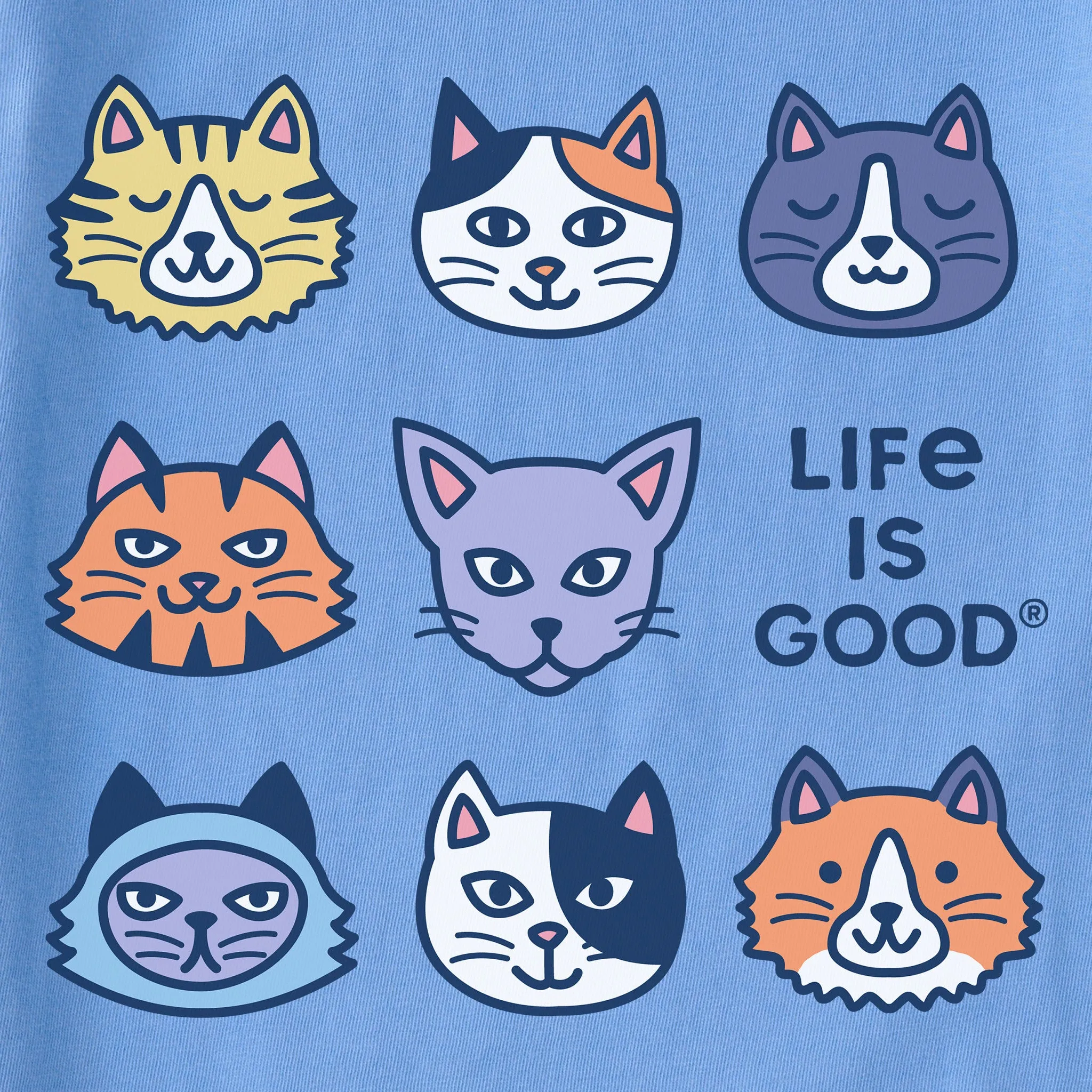 Women's Cute Cats Short Sleeve Crusher Boxy Tee Life is Good