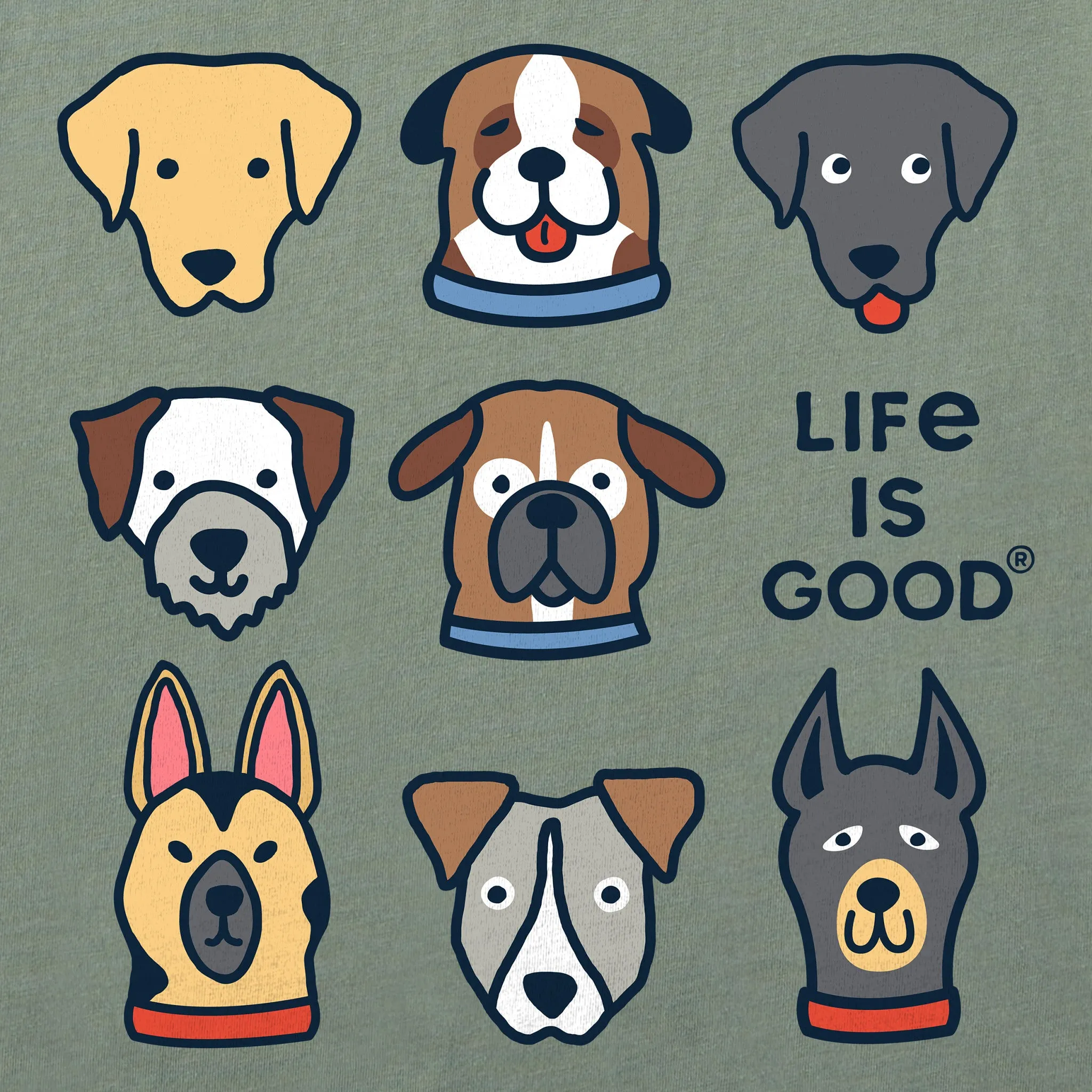 Women's Cute Dogs Short Sleeve Crusher Boxy Tee Life is Good